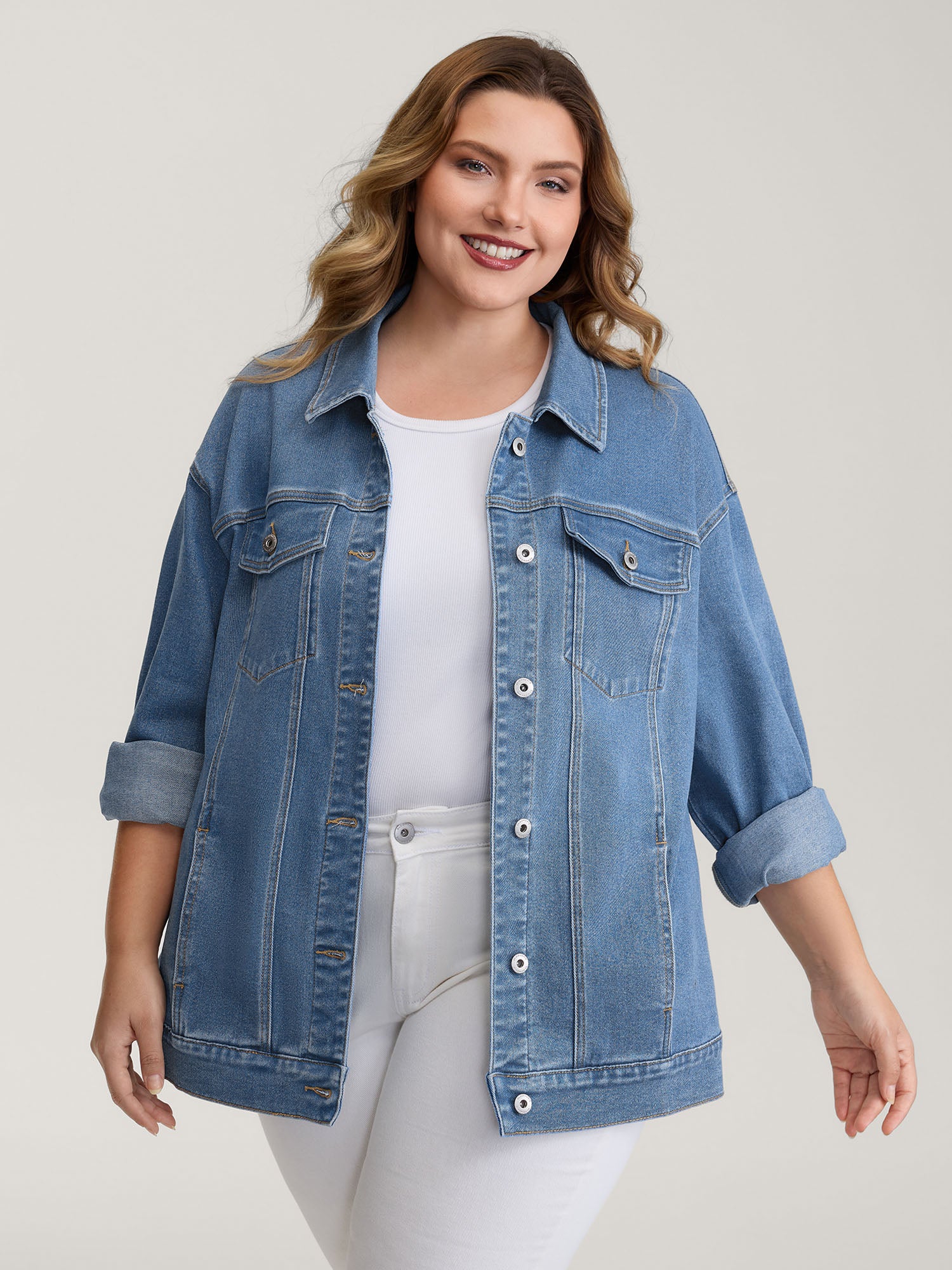 Supersoft Chest Flaps Button-Down Denim Jacket