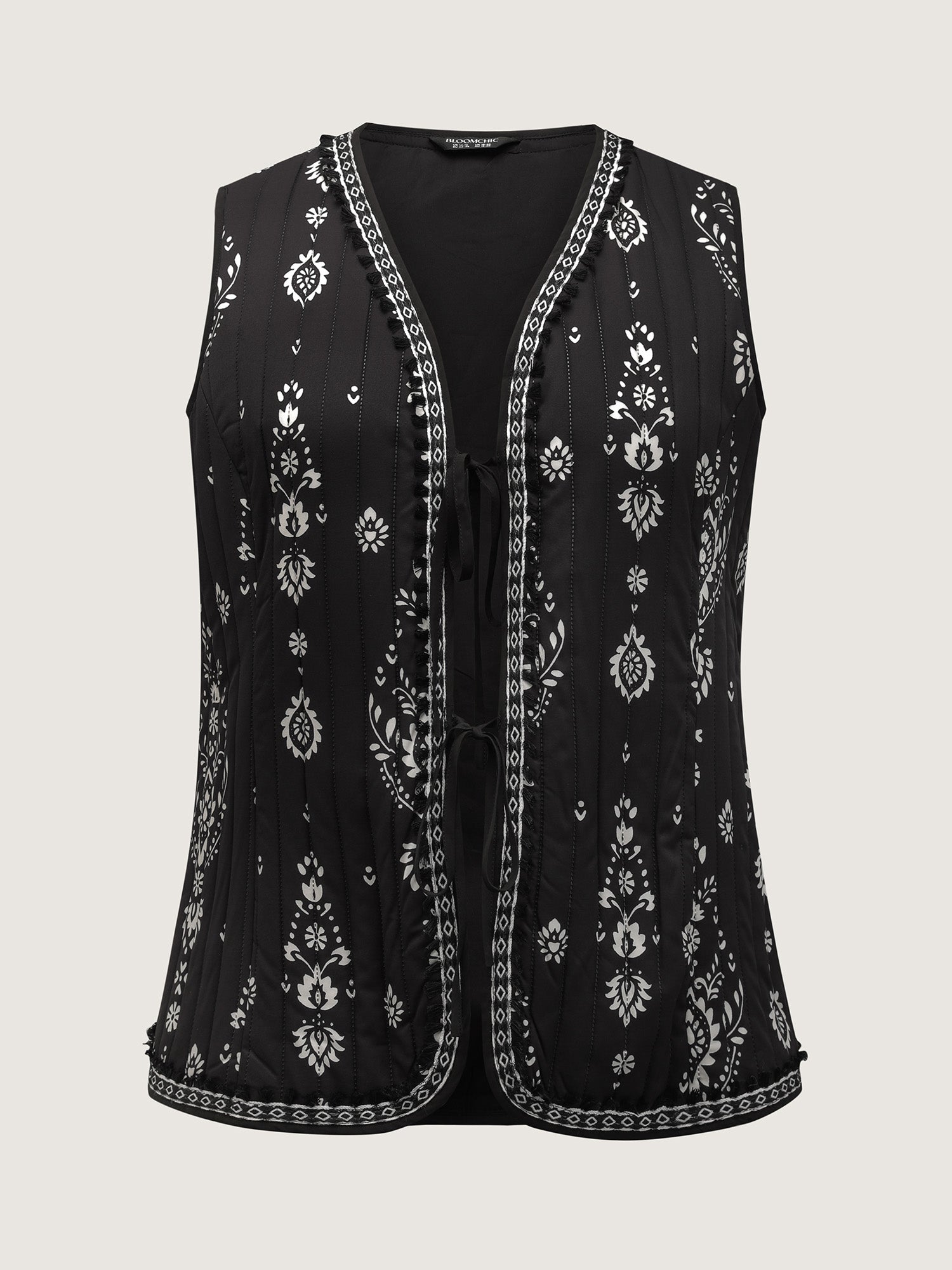 Boho Print Double Front-Tie Vest