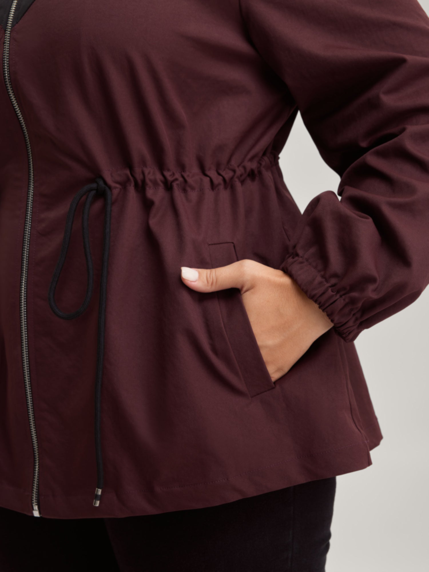 Color Contrast Zipper-Front Jacket