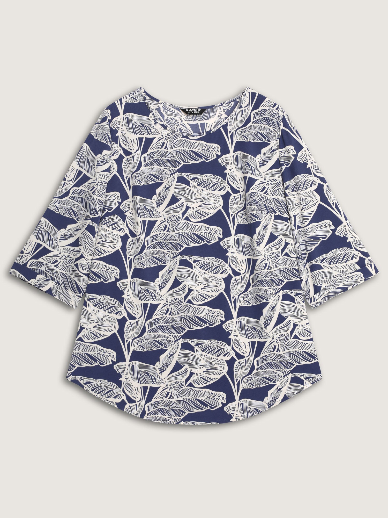 Leaf Print Button Back Blouse