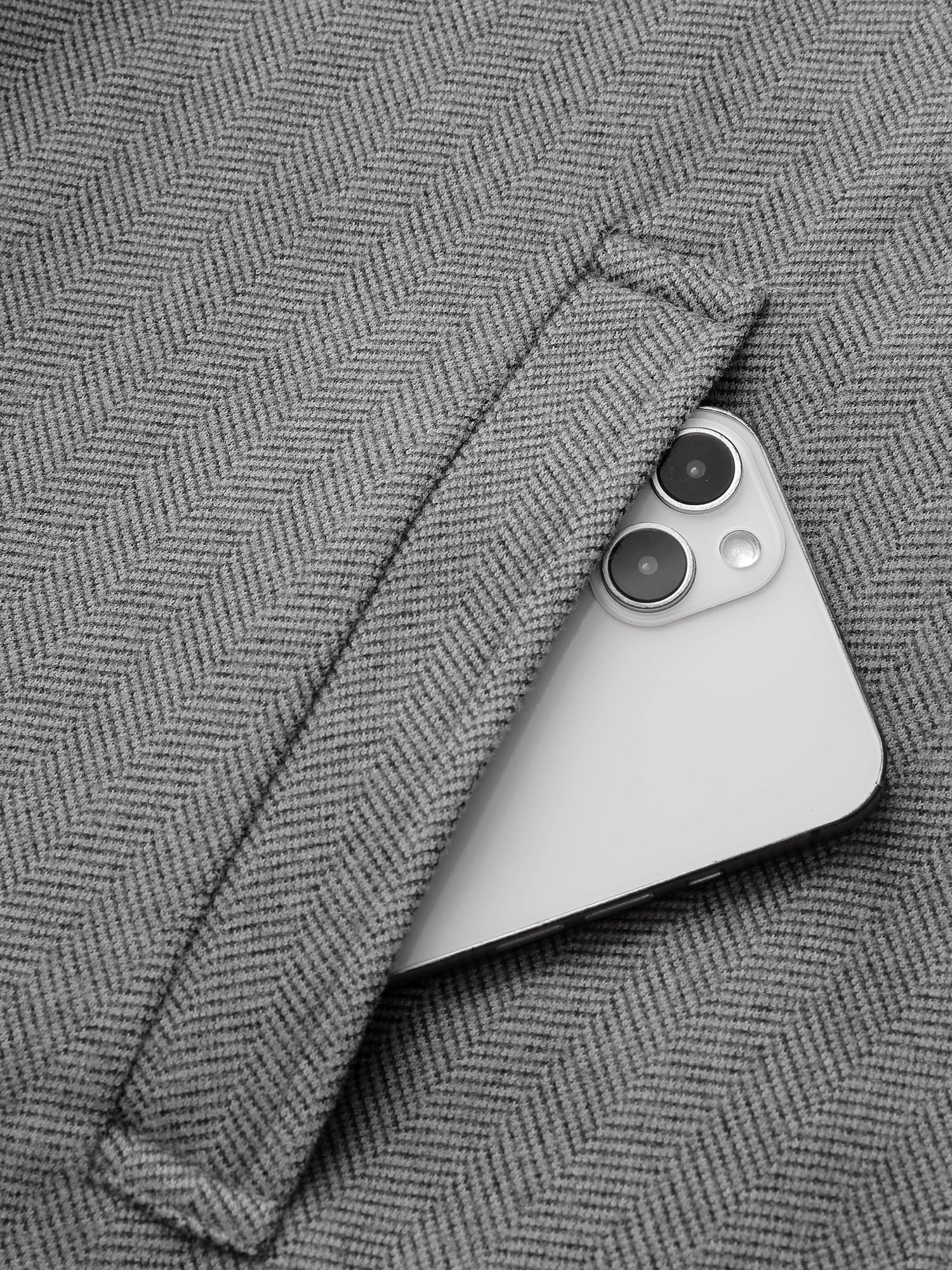 Herringbone Button Belted Lined Coat