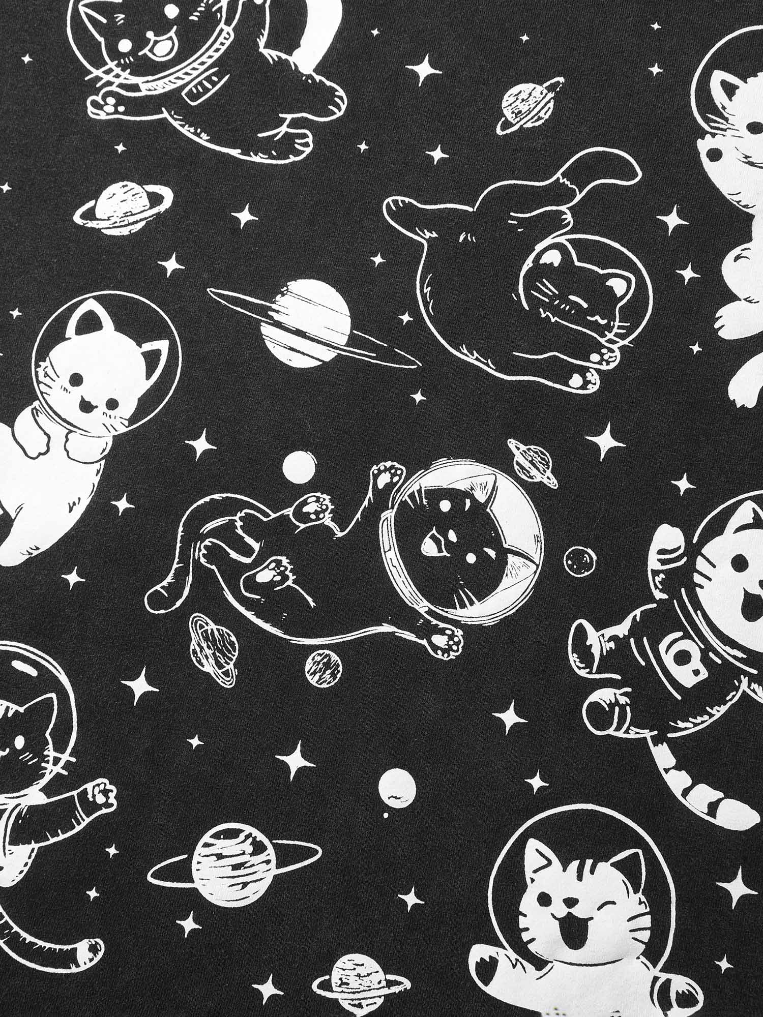Pure Cotton Astronomer Cat Print T-Shirt