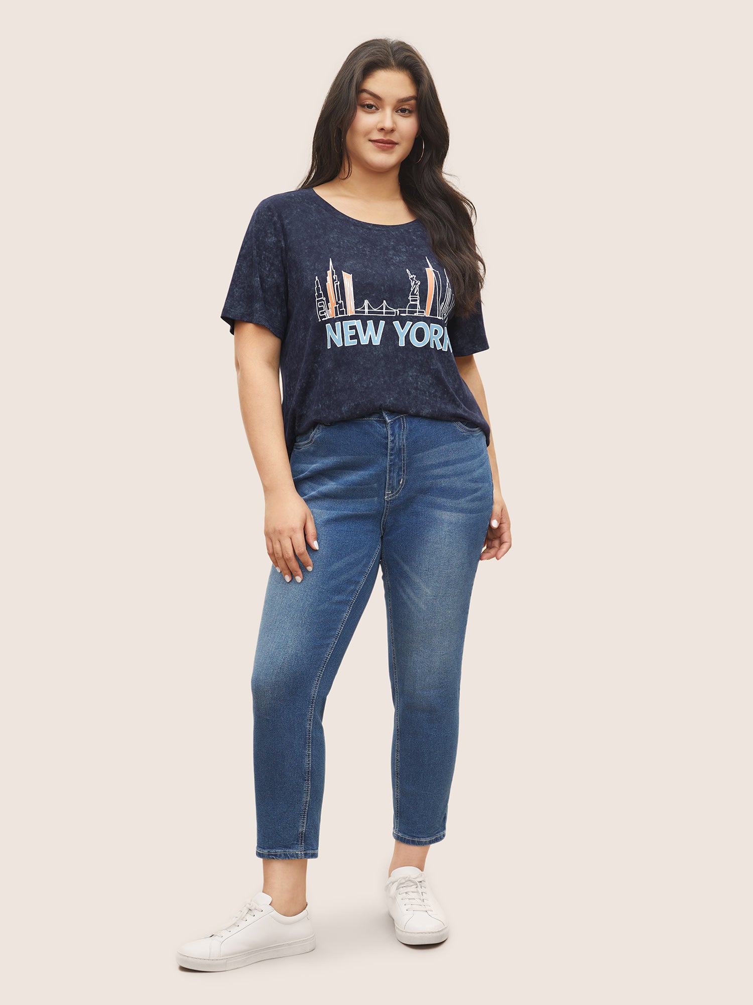 Vintage City Print Crew Neck T-shirt