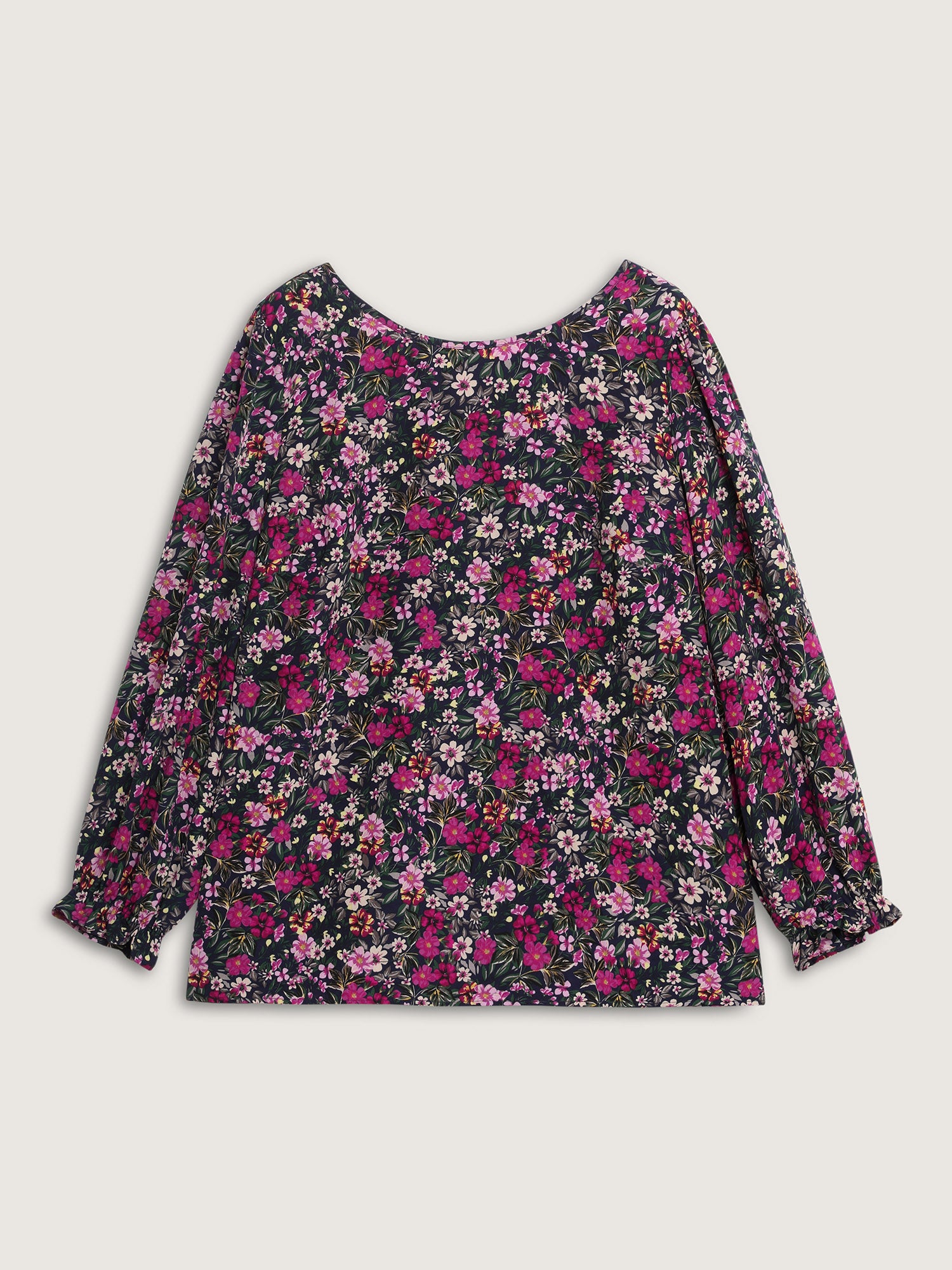Floral Print Back Bowknot Blouse