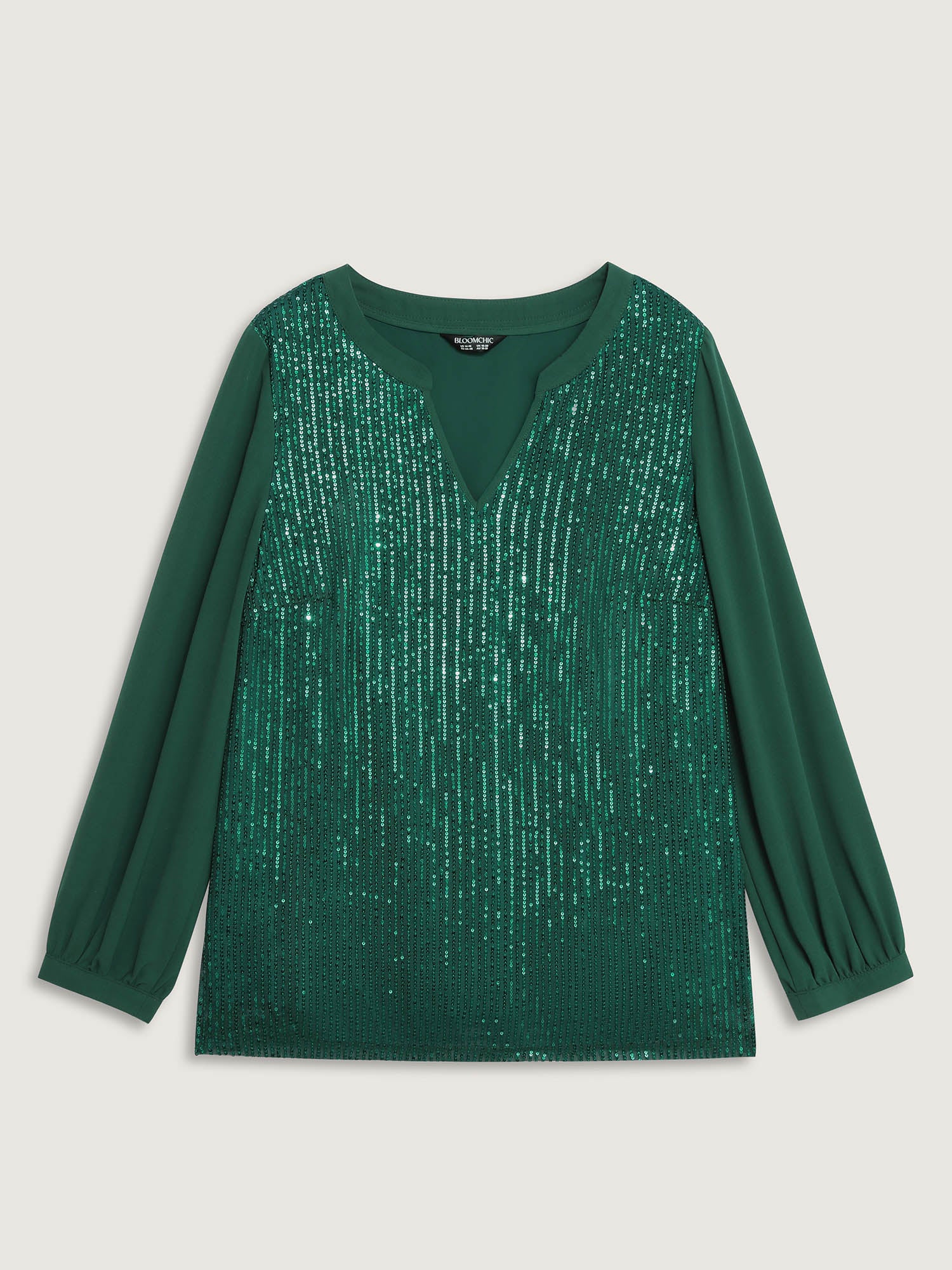 Shimmery Sequin Notched Collar Blouse