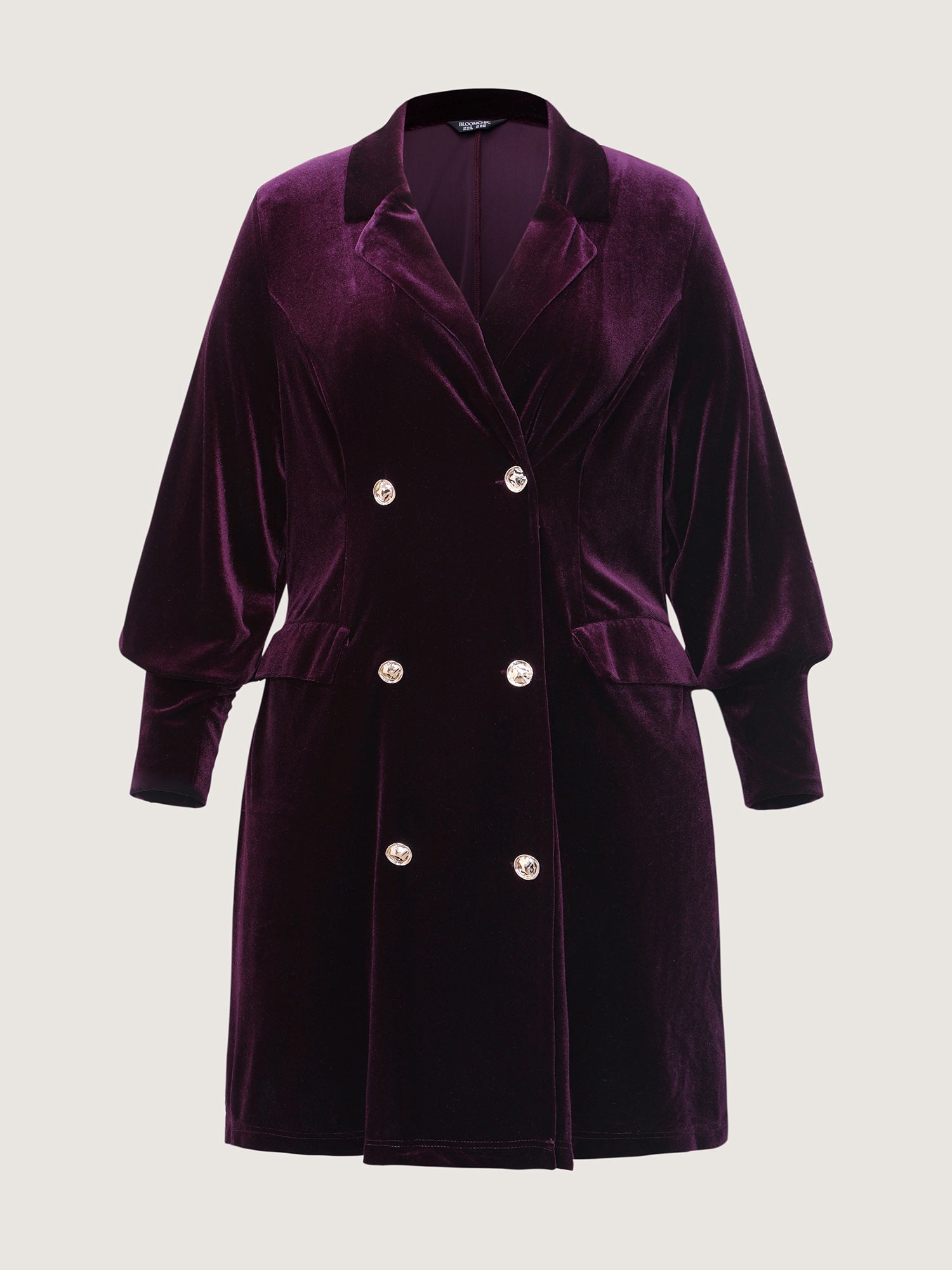 Velvet Stretchy Button Blazer Midi Dress