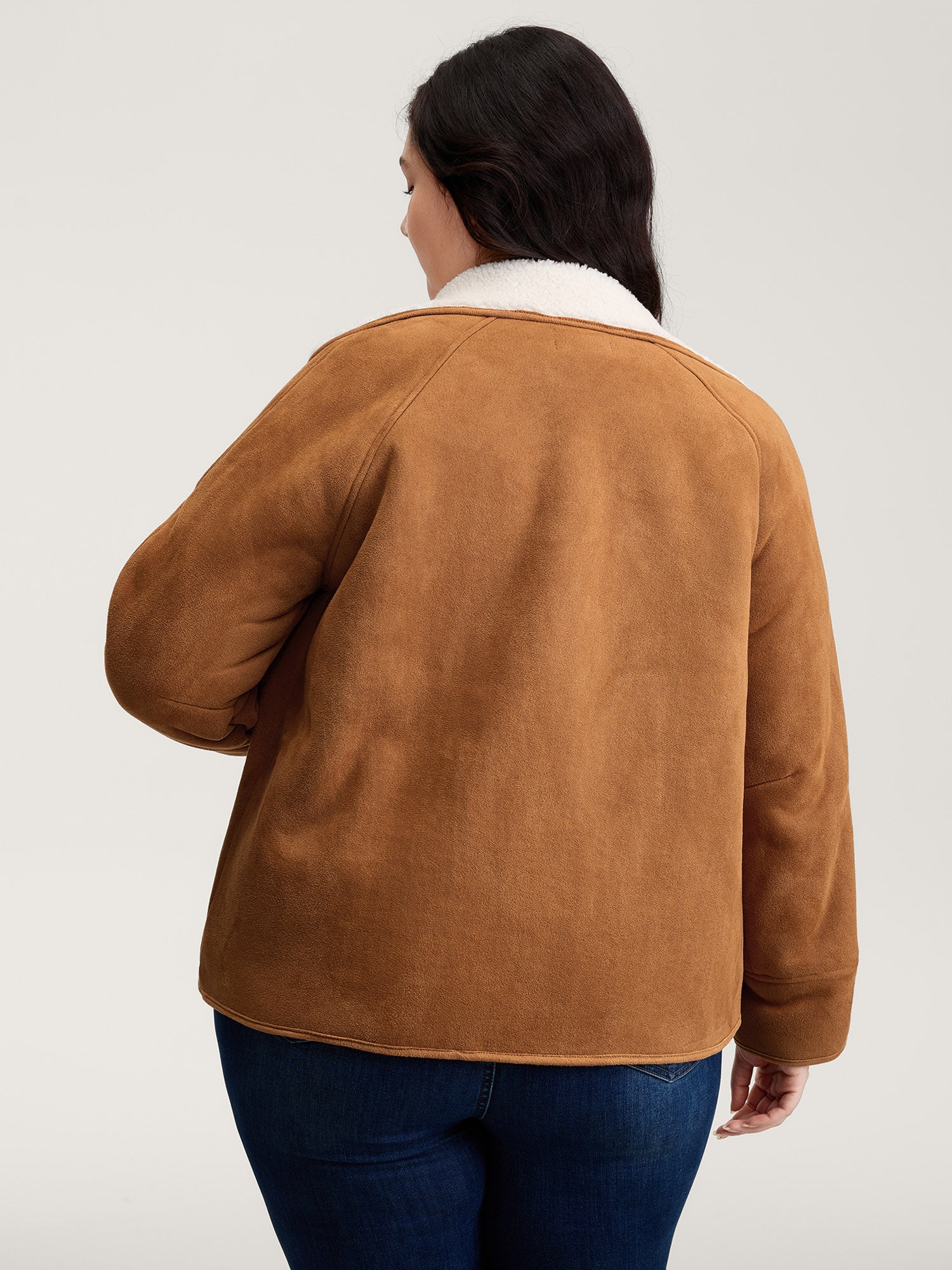 Fluffy Contrast Buttons Quilted Jacket