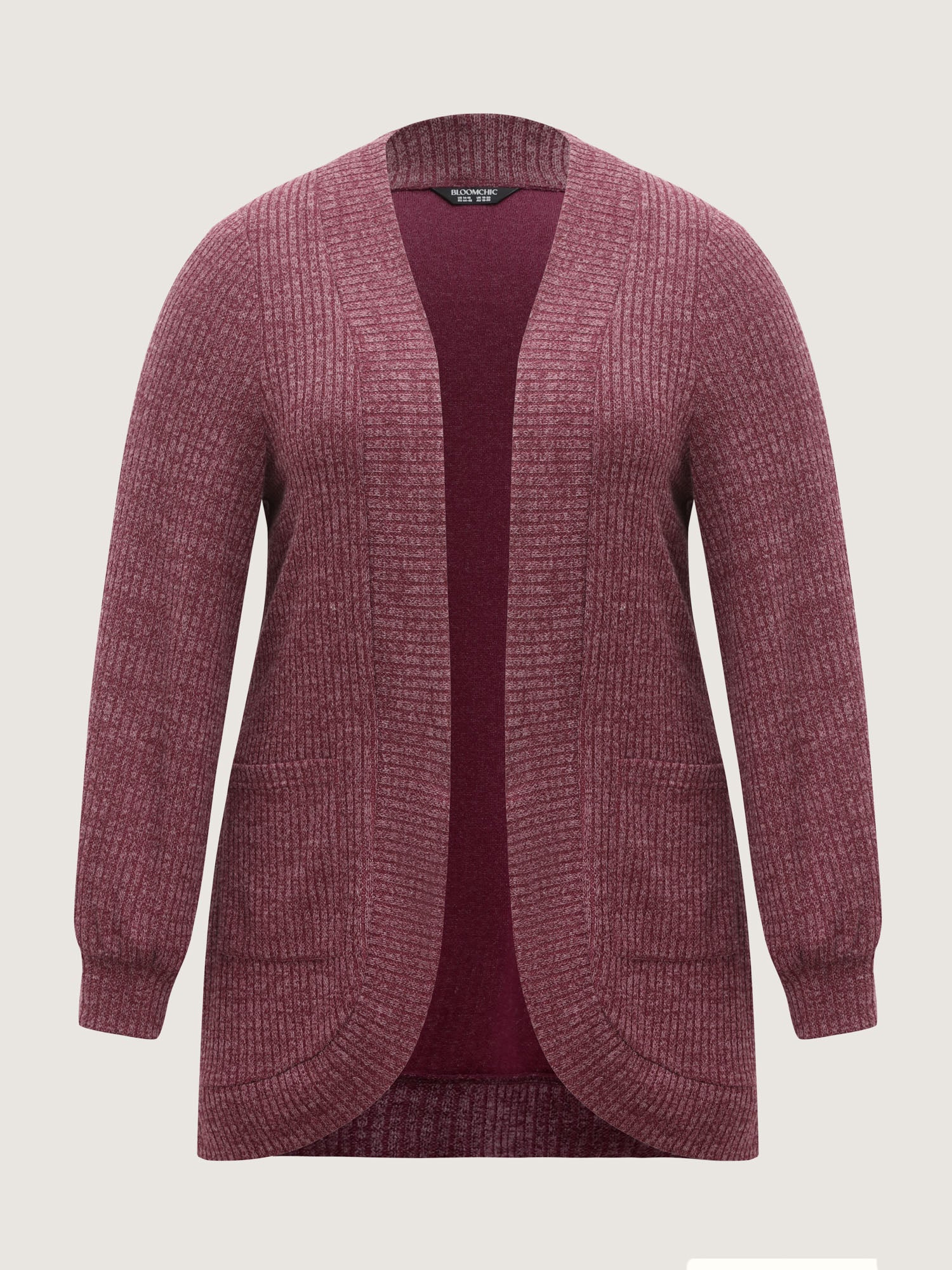 Heather Stretchy Textured Pockets Cardigan