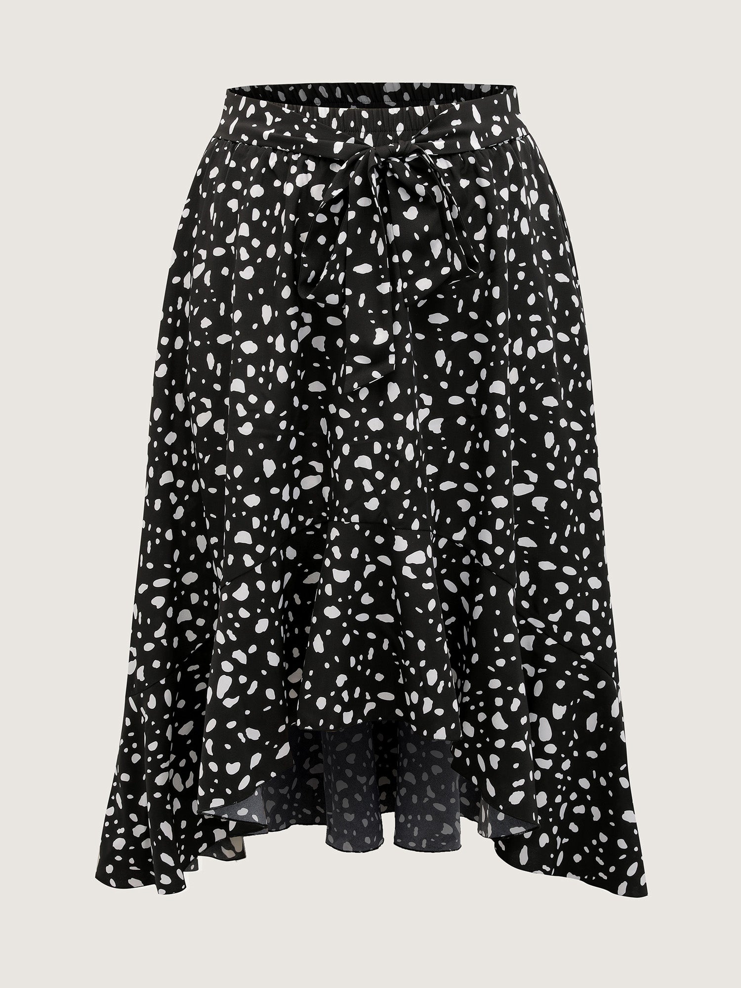 Polka Dots High Low Hem Midi Skirt
