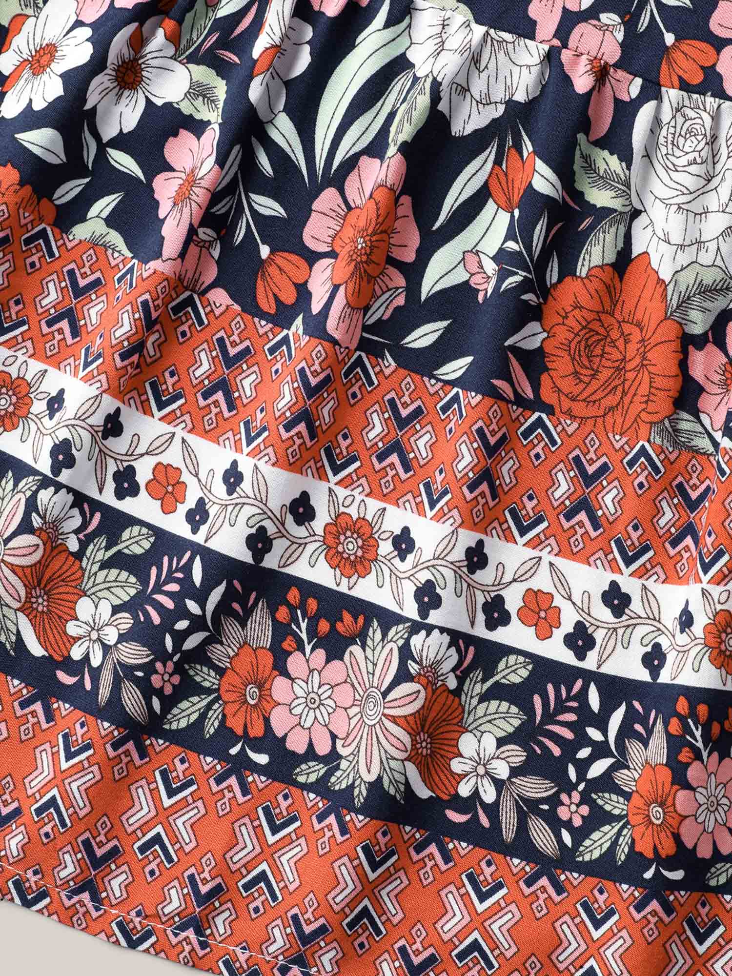 Rayon Breezy Floral Print Tiered Back Maxi Skirt