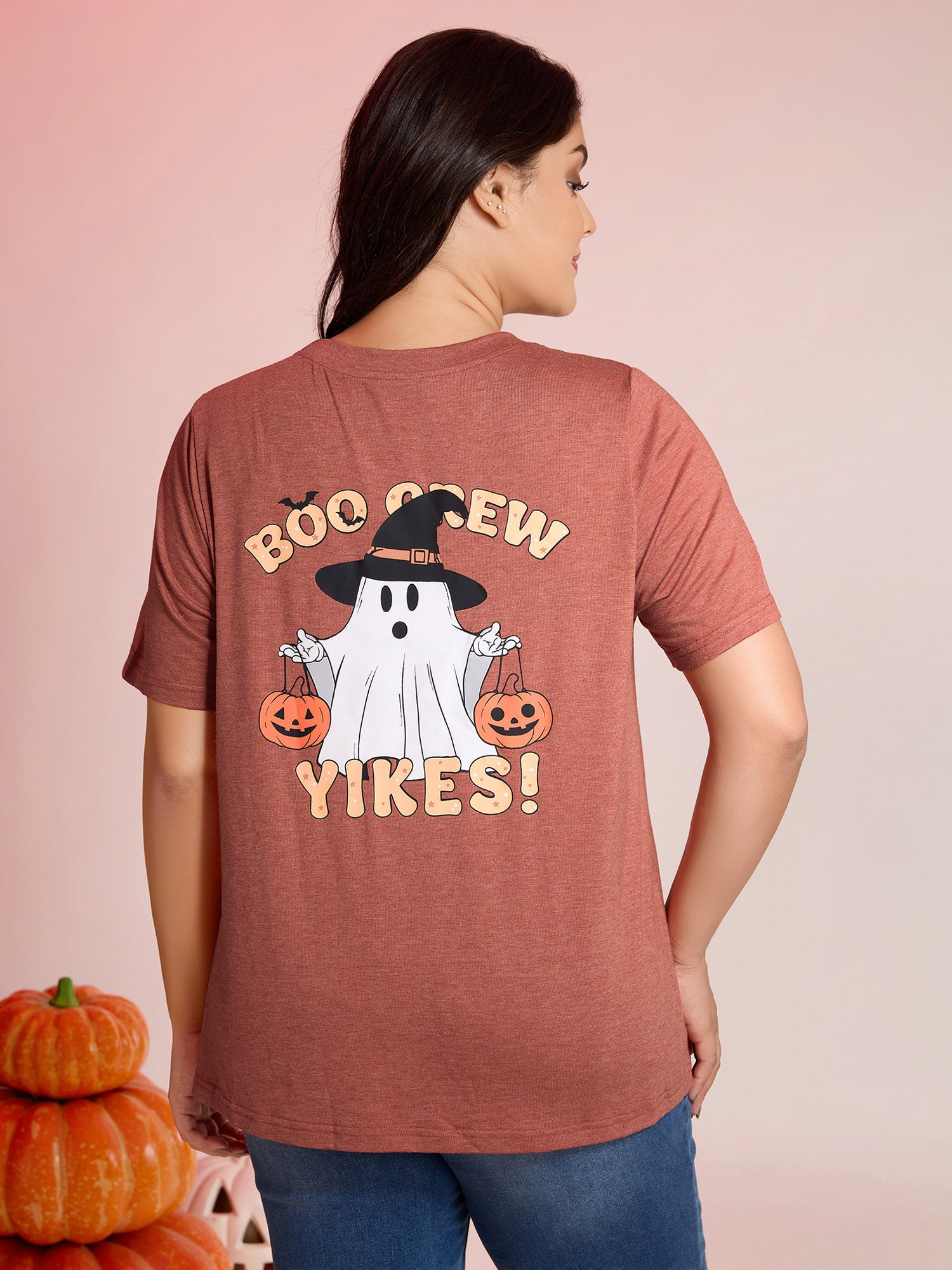 Boo Crew Halloween Round Neck T-Shirt
