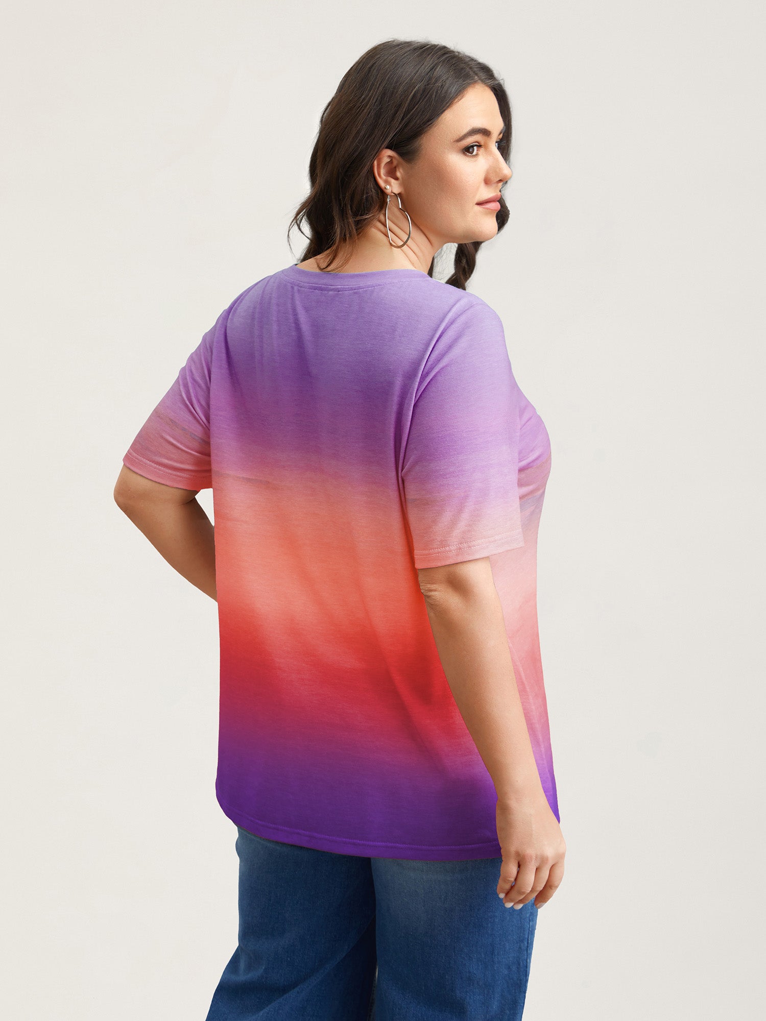 Gradient Beach Print Fitted T-Shirt