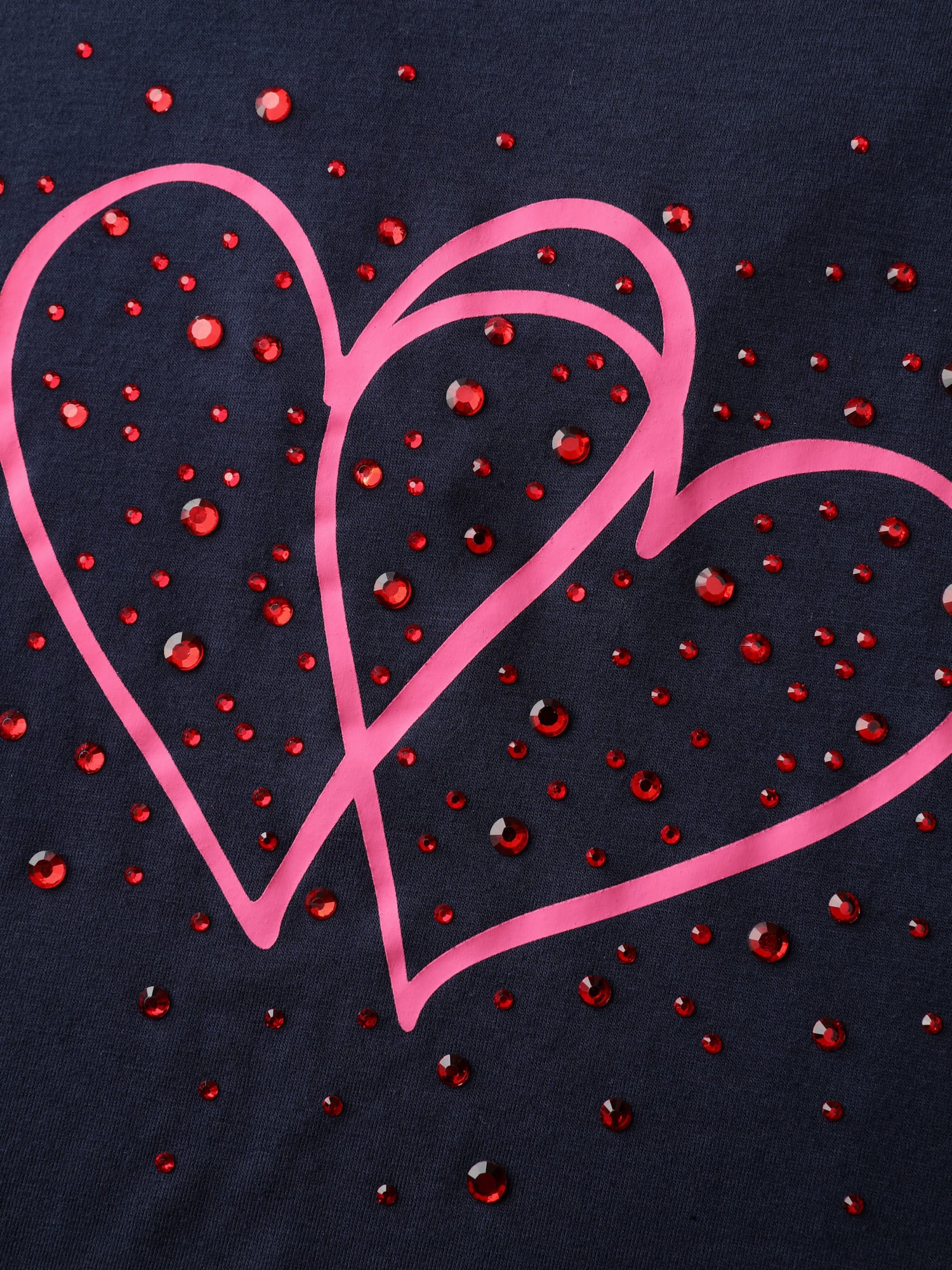 Heart Rhinestone Print Bowknot T-Shirt