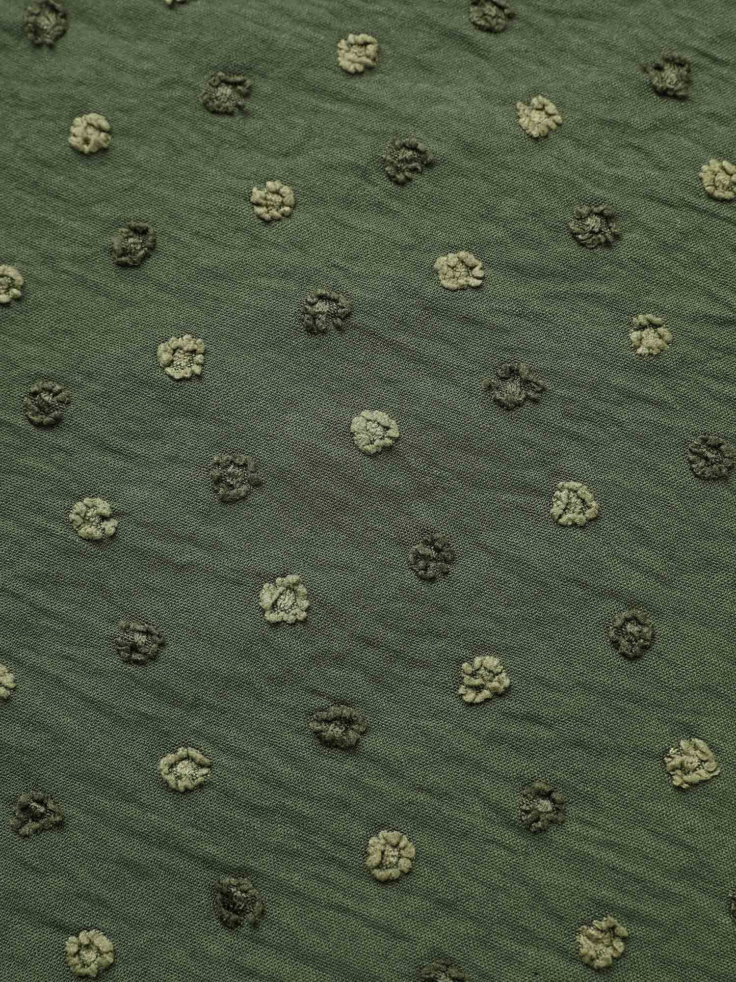 Textured Color Contrast Petal Sleeve Blouse