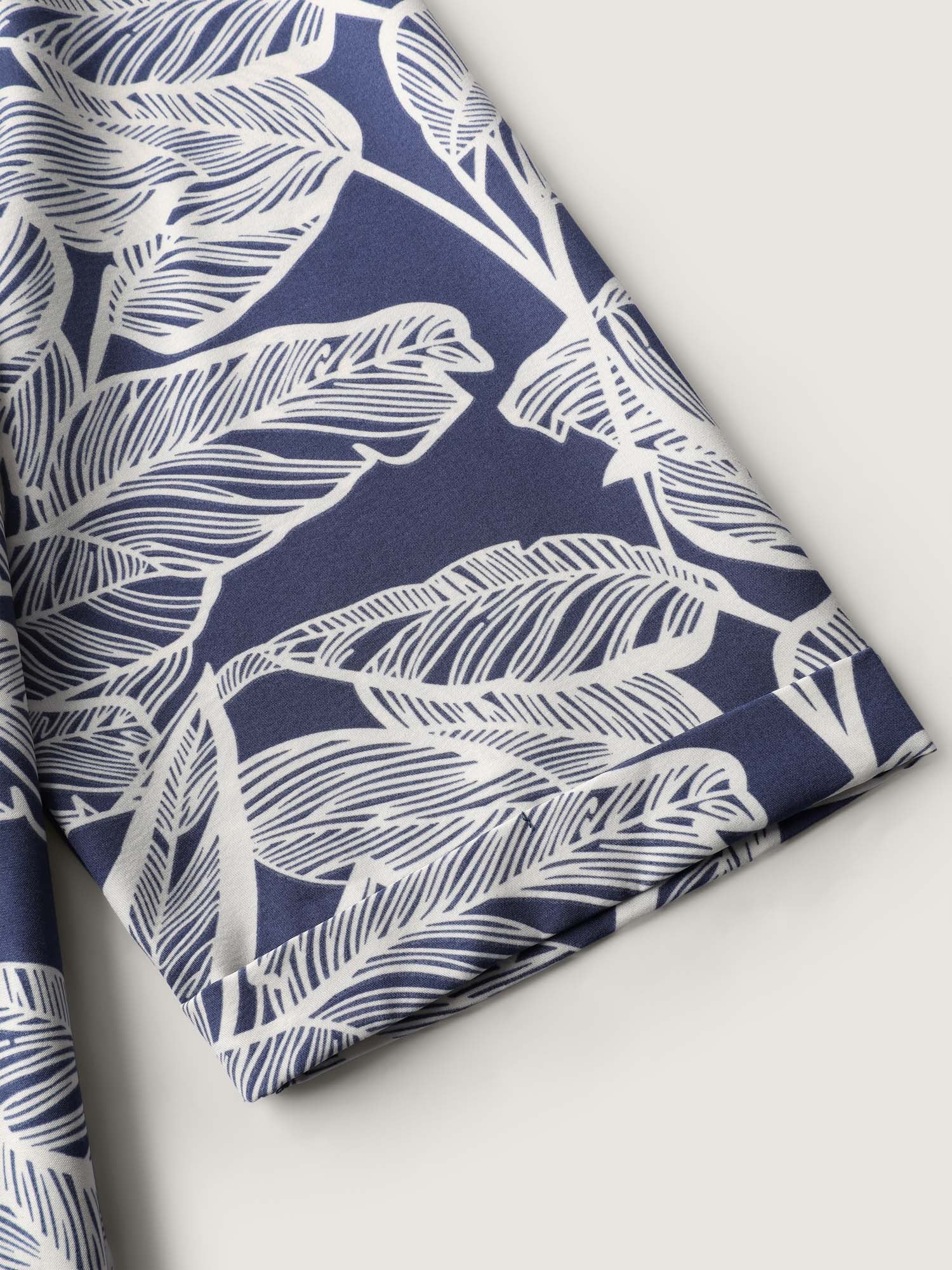 Leaf Print Button Back Blouse