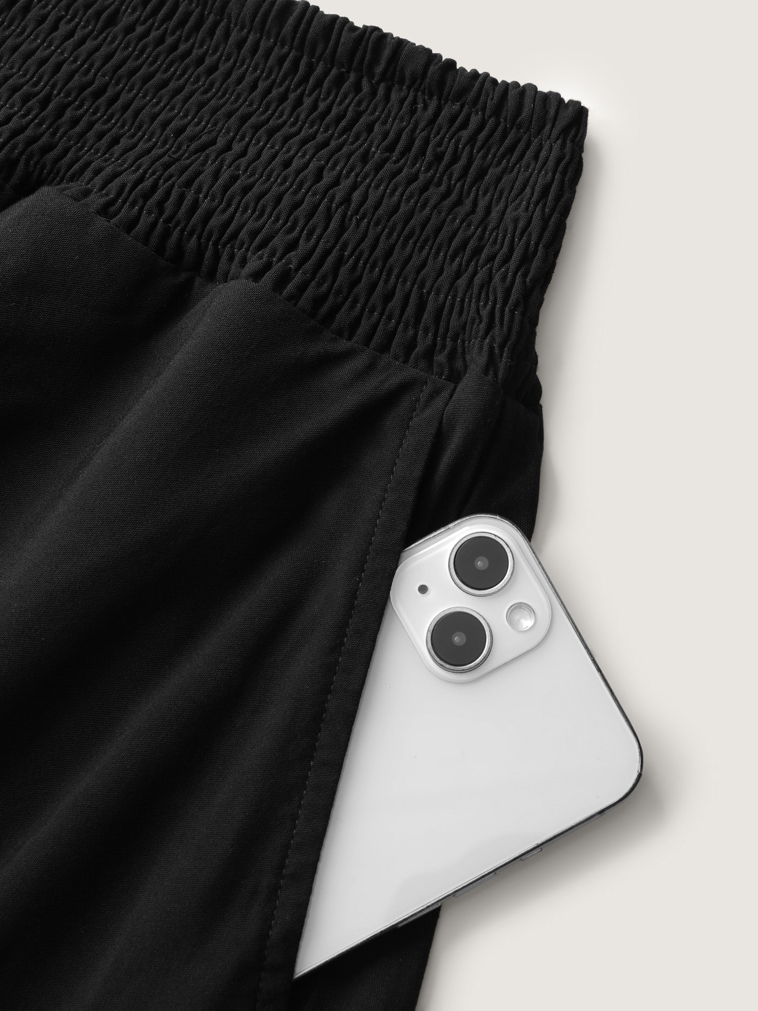 Shirred Wide Waistband Asymmetrical Skirt