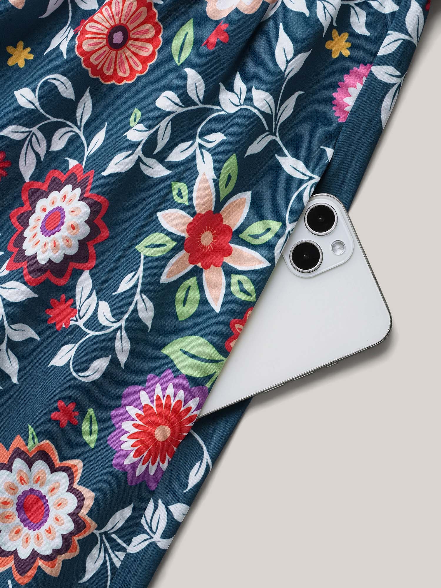 Floral Print Stretchy-Waist Pockets Maxi Dress