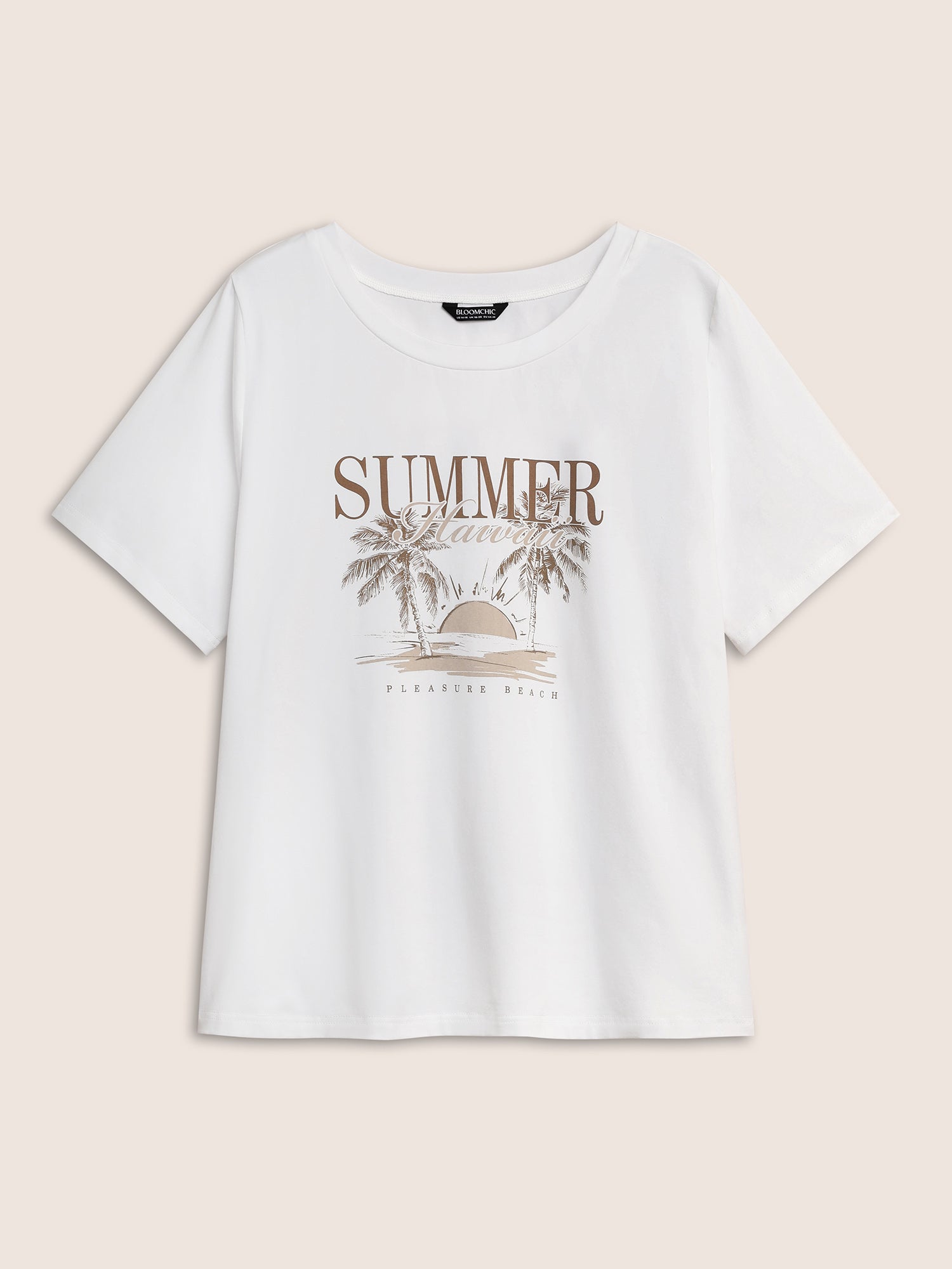 Tropical Landscape Print Round Neck T-shirt