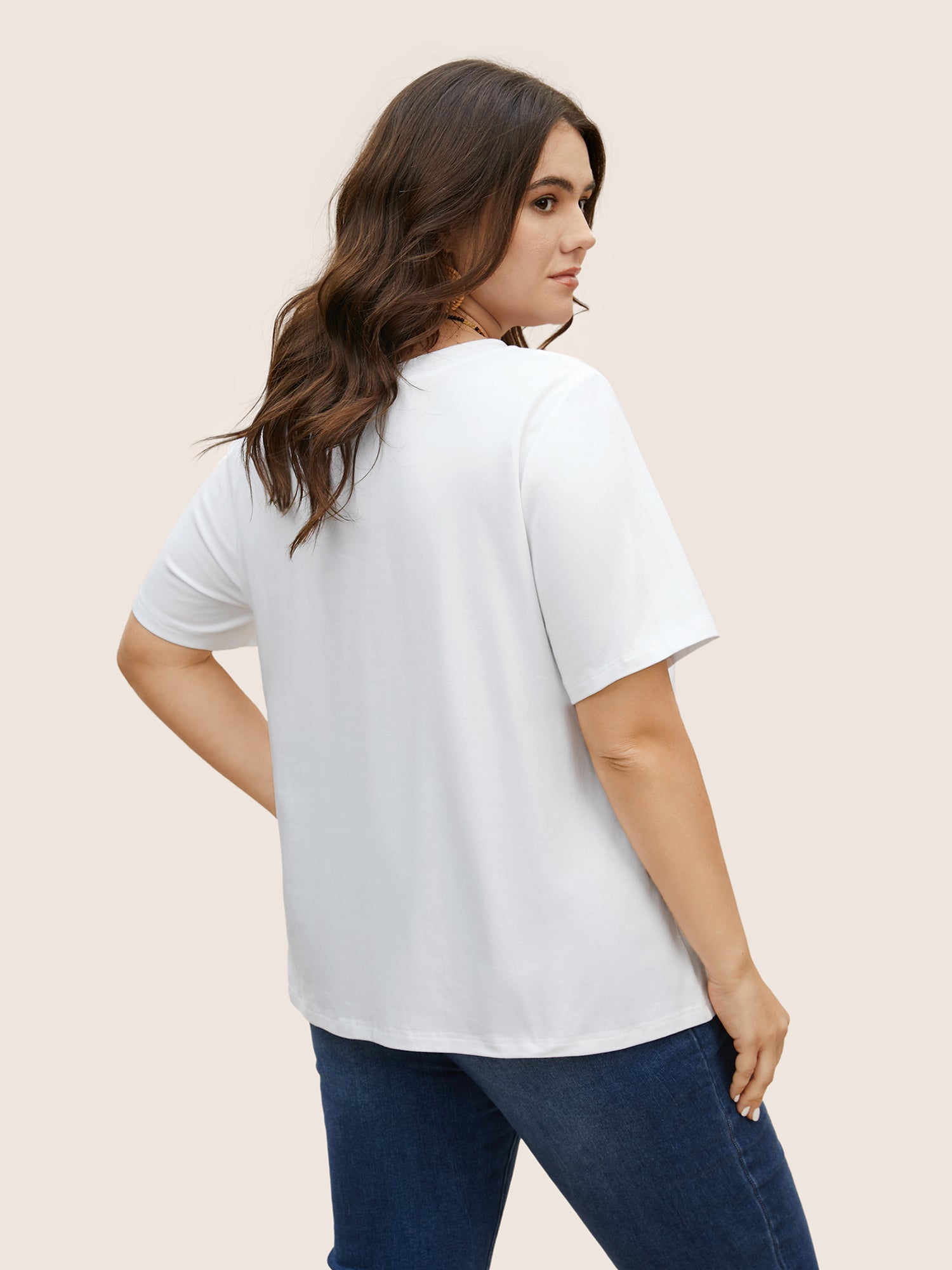 Tropical Landscape Print Round Neck T-shirt