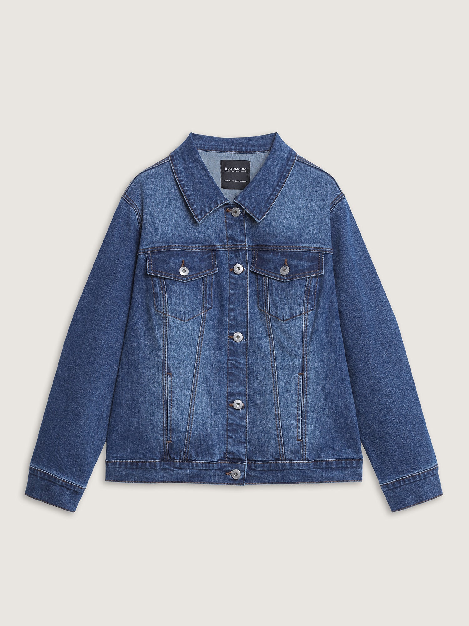 Seamed Chest Pockets Button Denim Jacket