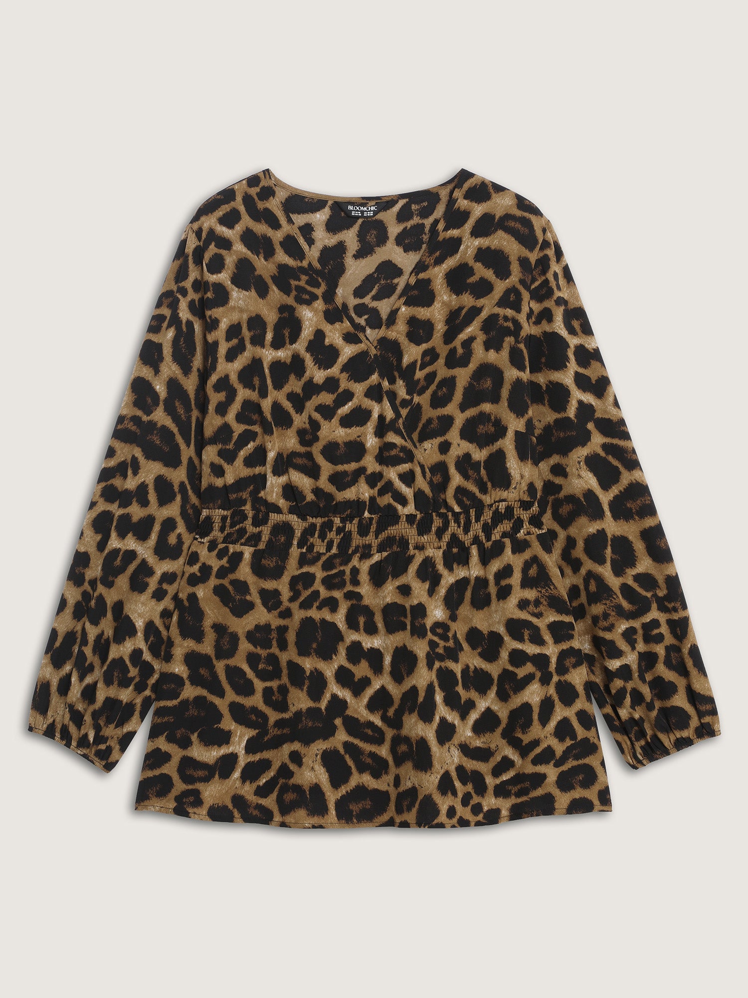 Leopard Print Shirred Waist Blouse