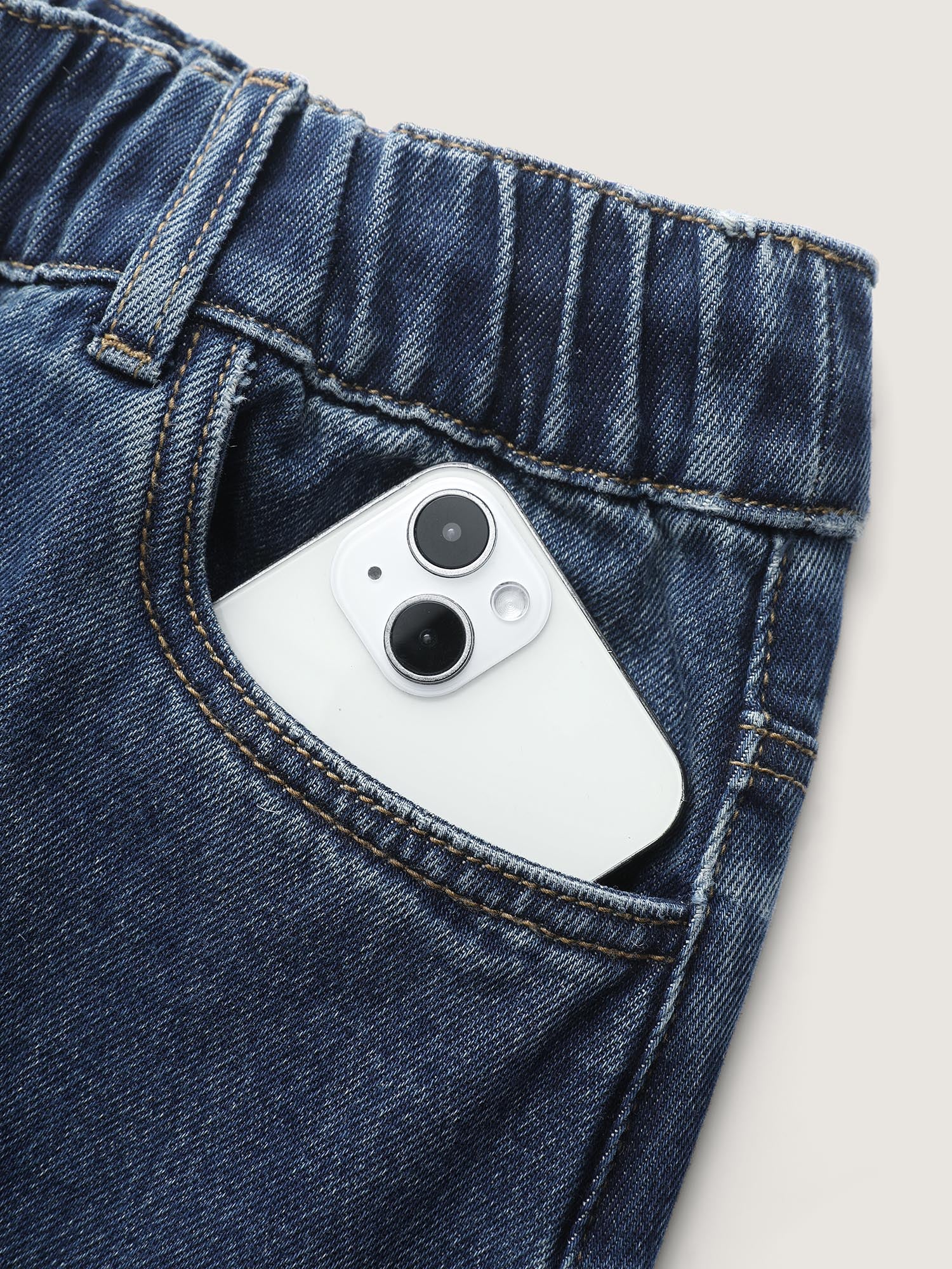 Drawstring Front Slit Stretchy Waist Midi Denim Skirt