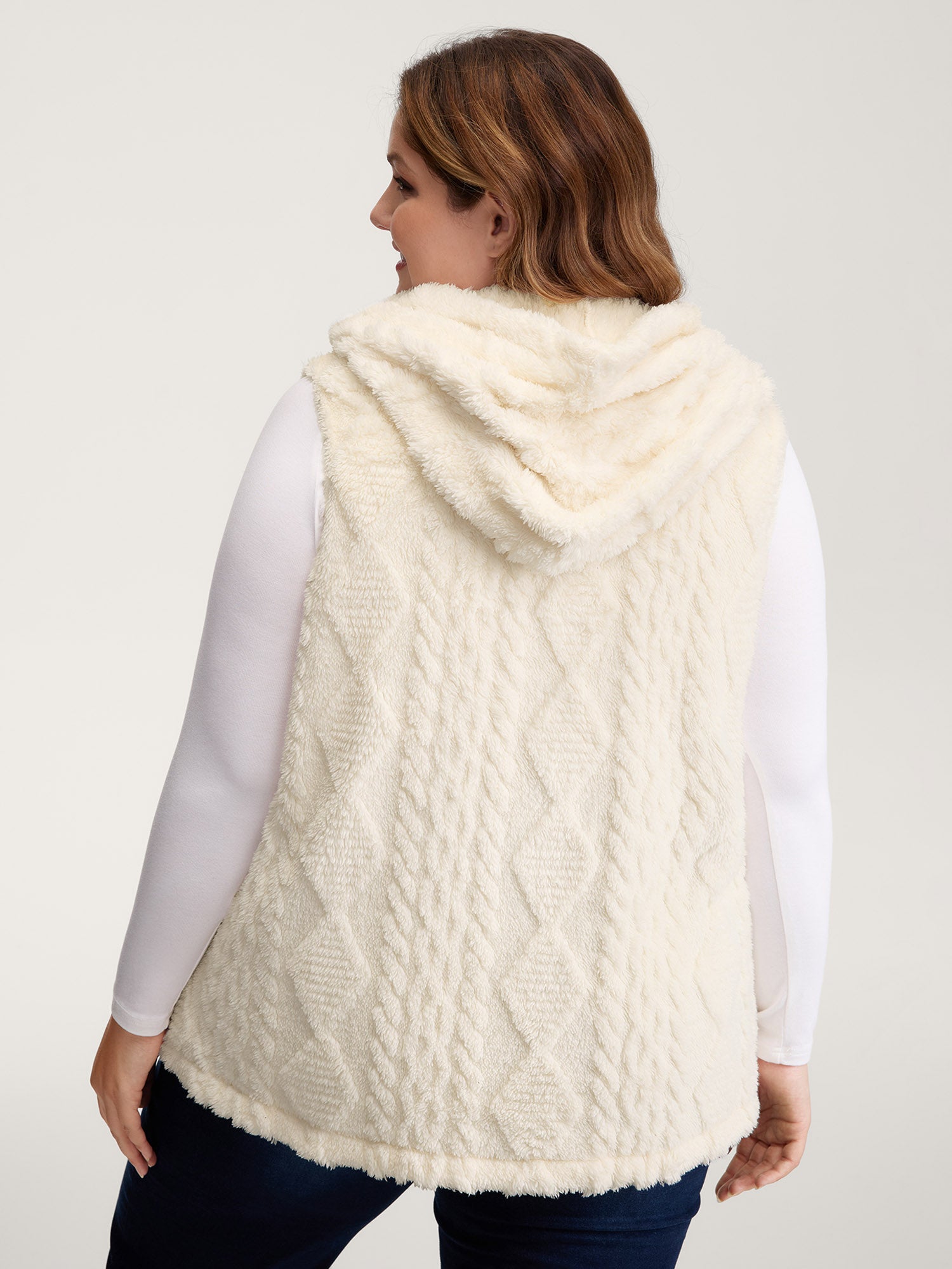 Textured Button-Down Hooded Vest