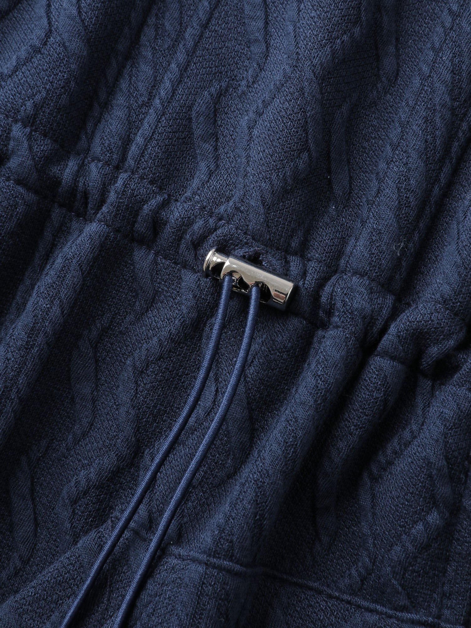 Textured Zipper Drawstring Hooded Jacket