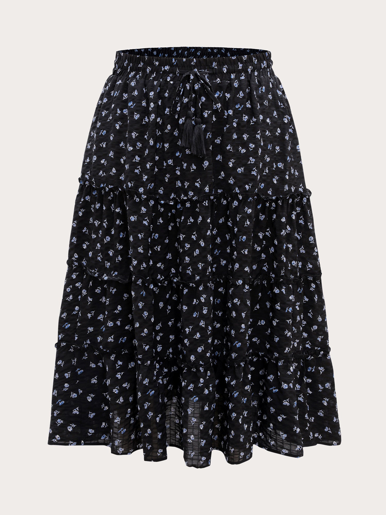 Floral Print Bowknot Tiered Maxi Skirt