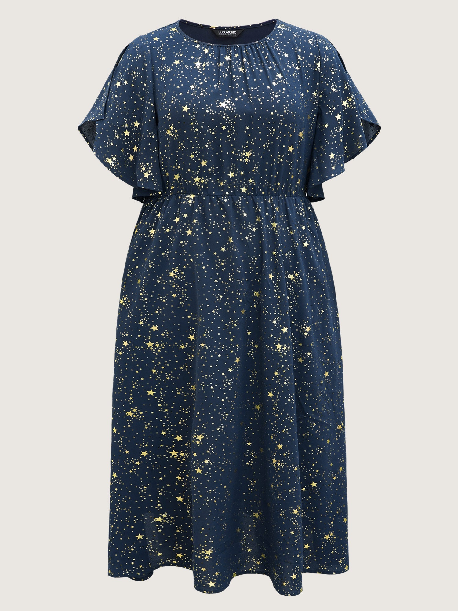 Glitter Star Split Sleeve Midi Dress