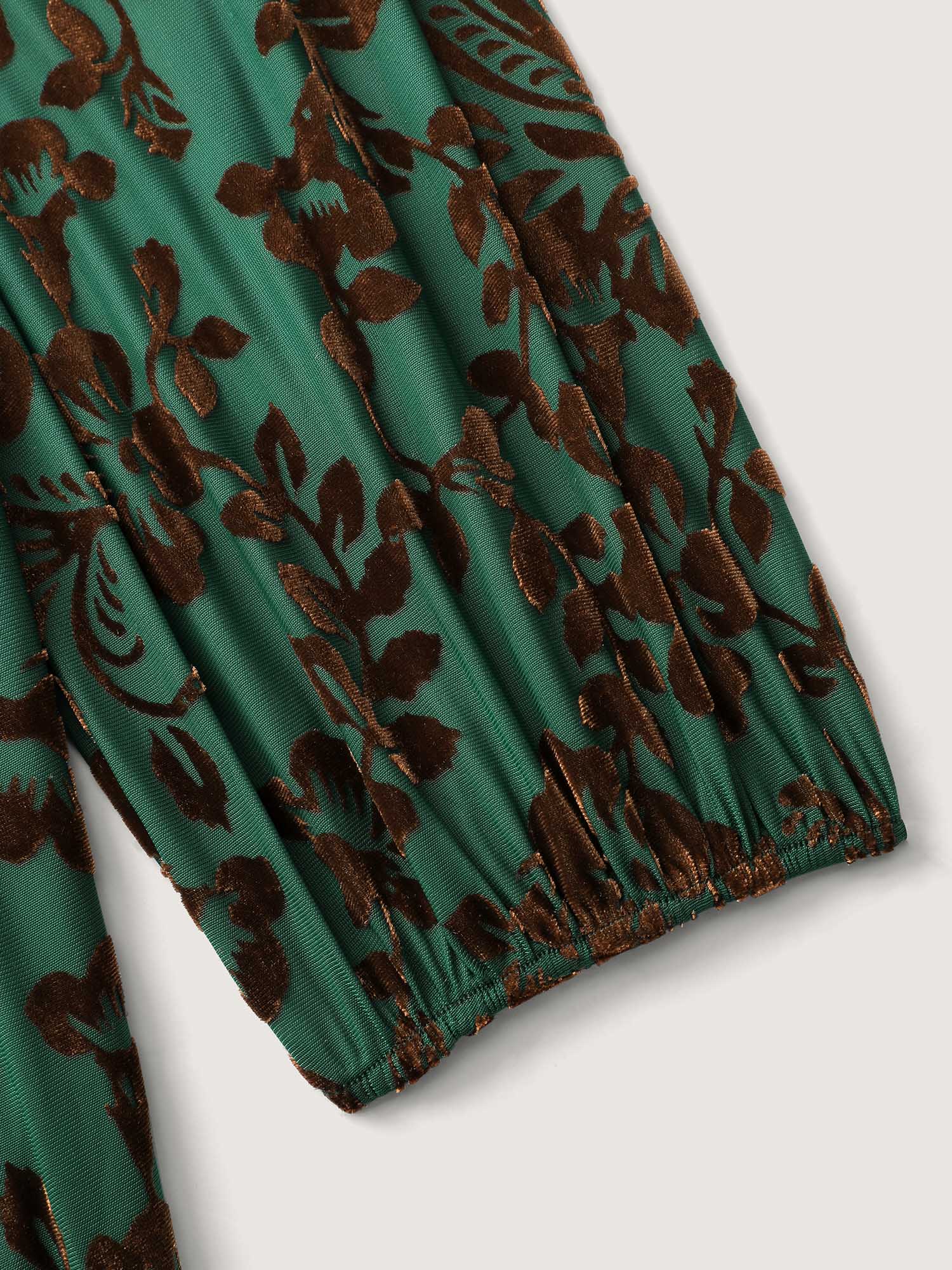 Laser-Cut Velvet Waist-Tie Midi Dress