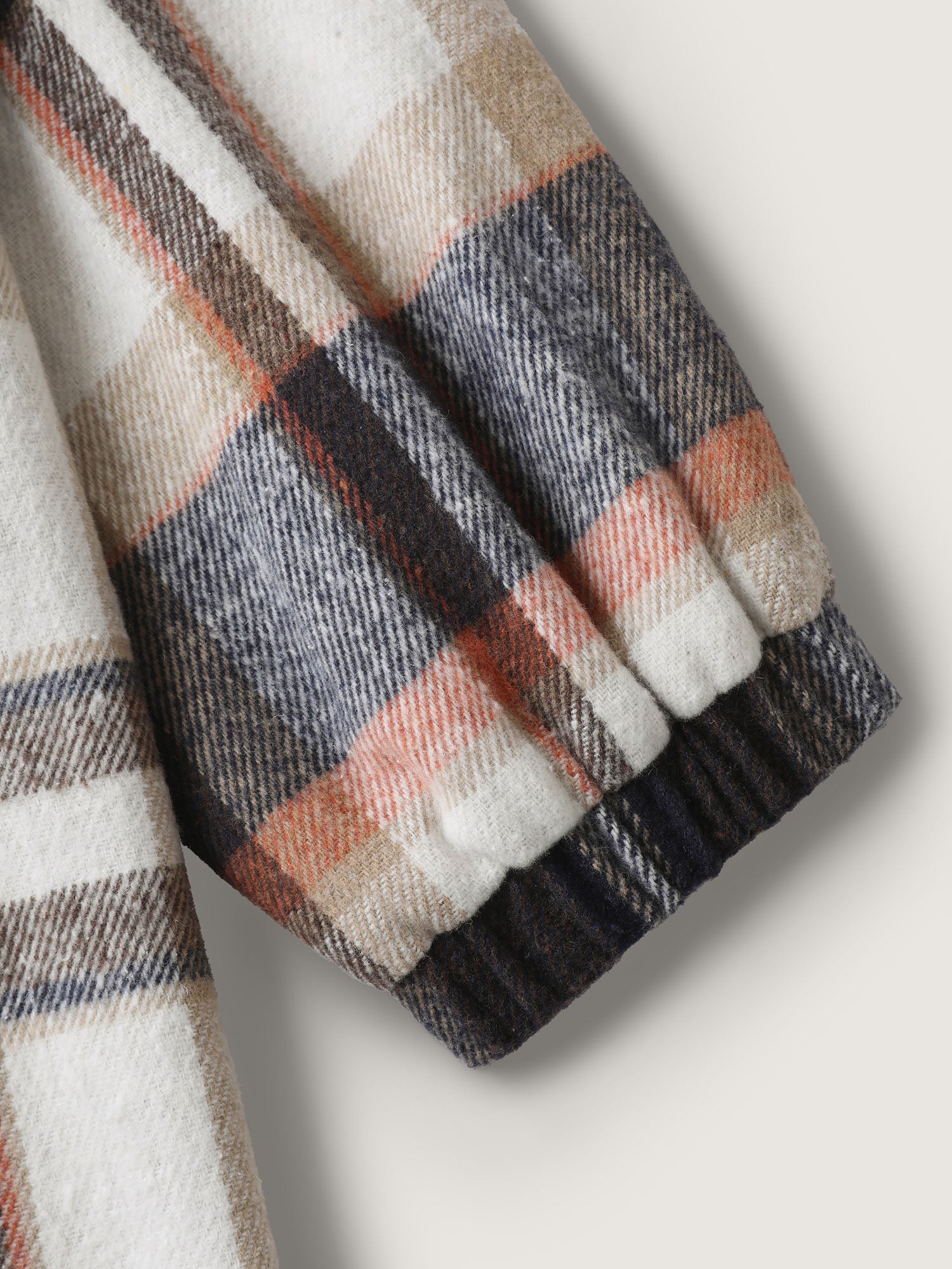 Plaid Print Textured Hooded Jacket