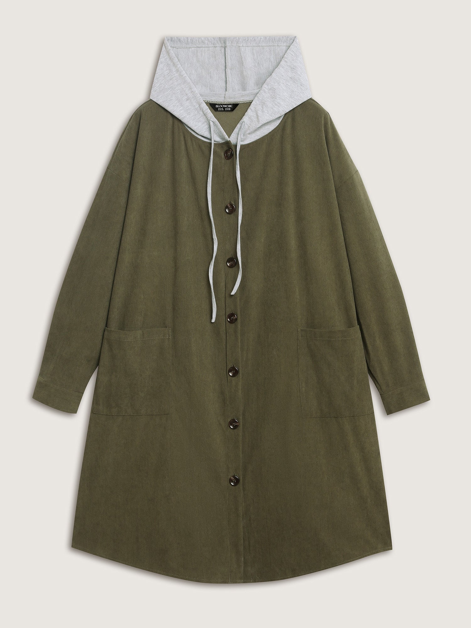 Hooded Button-Front Pockets Jacket