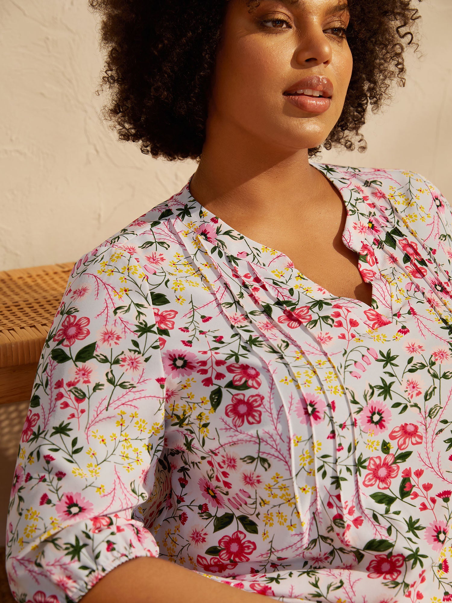 Floral Print Notched Collar Shirt