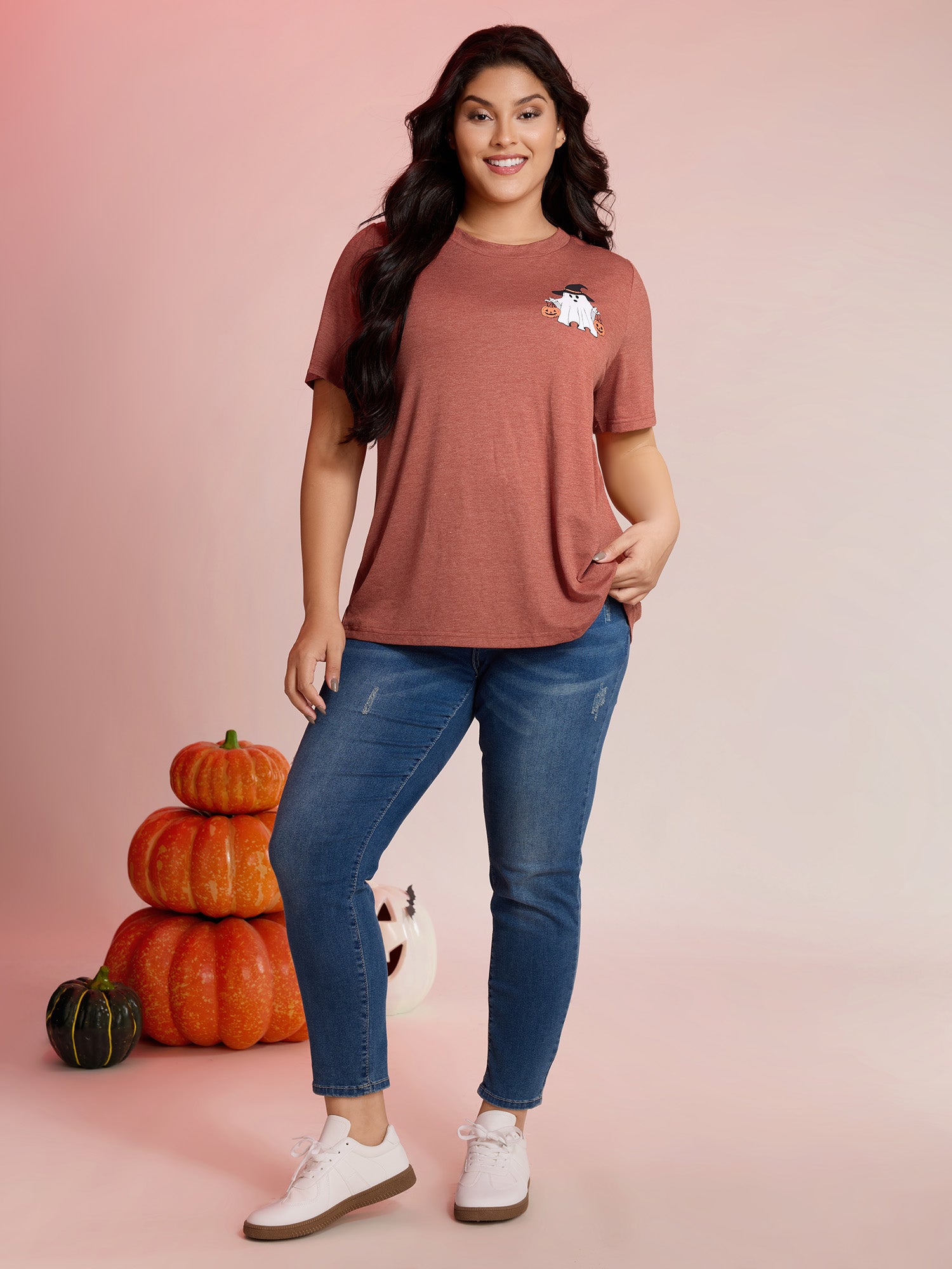 Boo Crew Halloween Round Neck T-Shirt