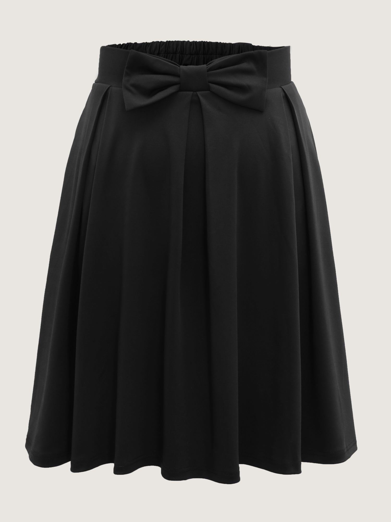 Stretchy Bow Detail Pleated Midi Skirt