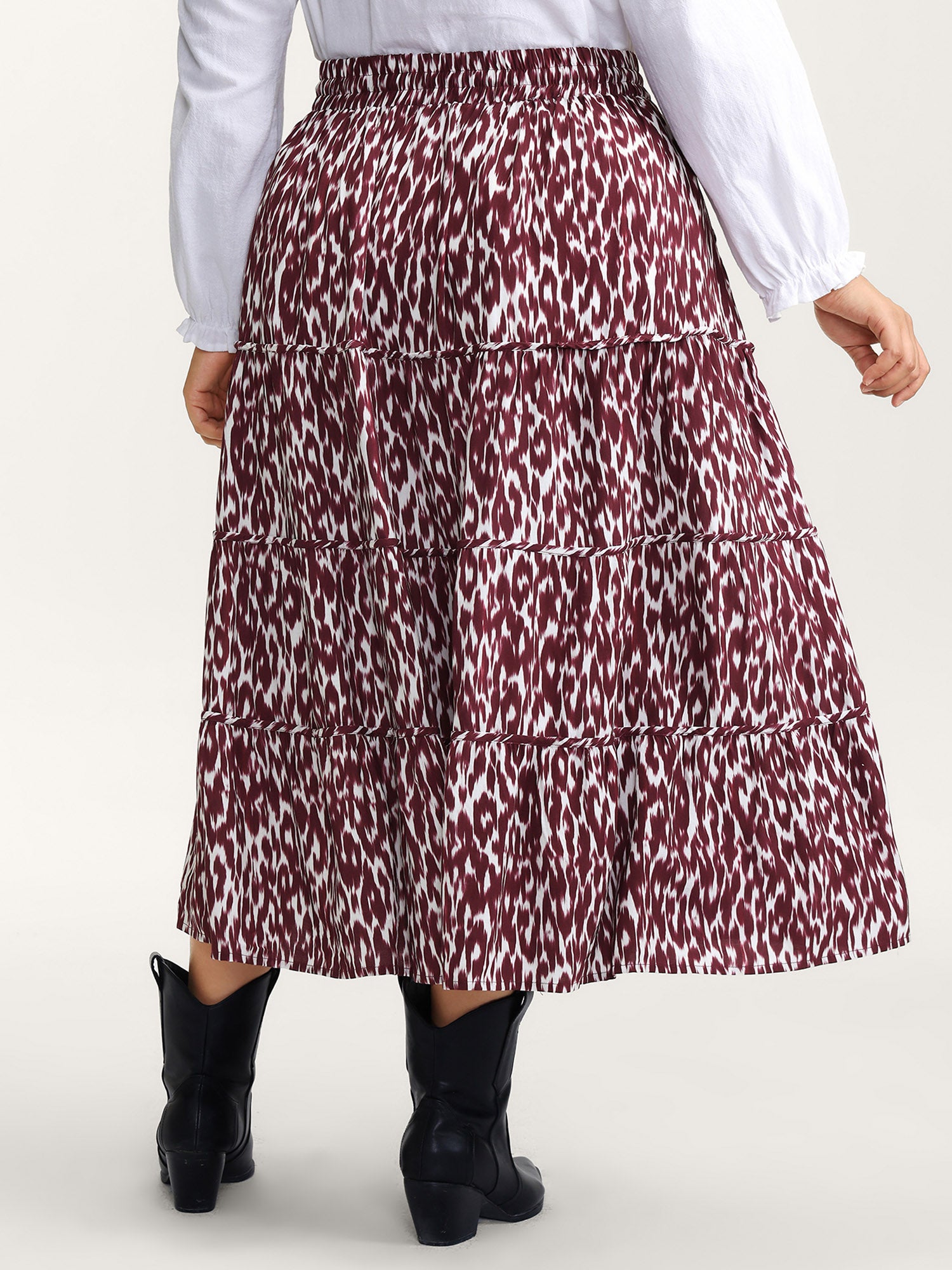 Colorful Leopard Print Drawstring Maxi Skirt