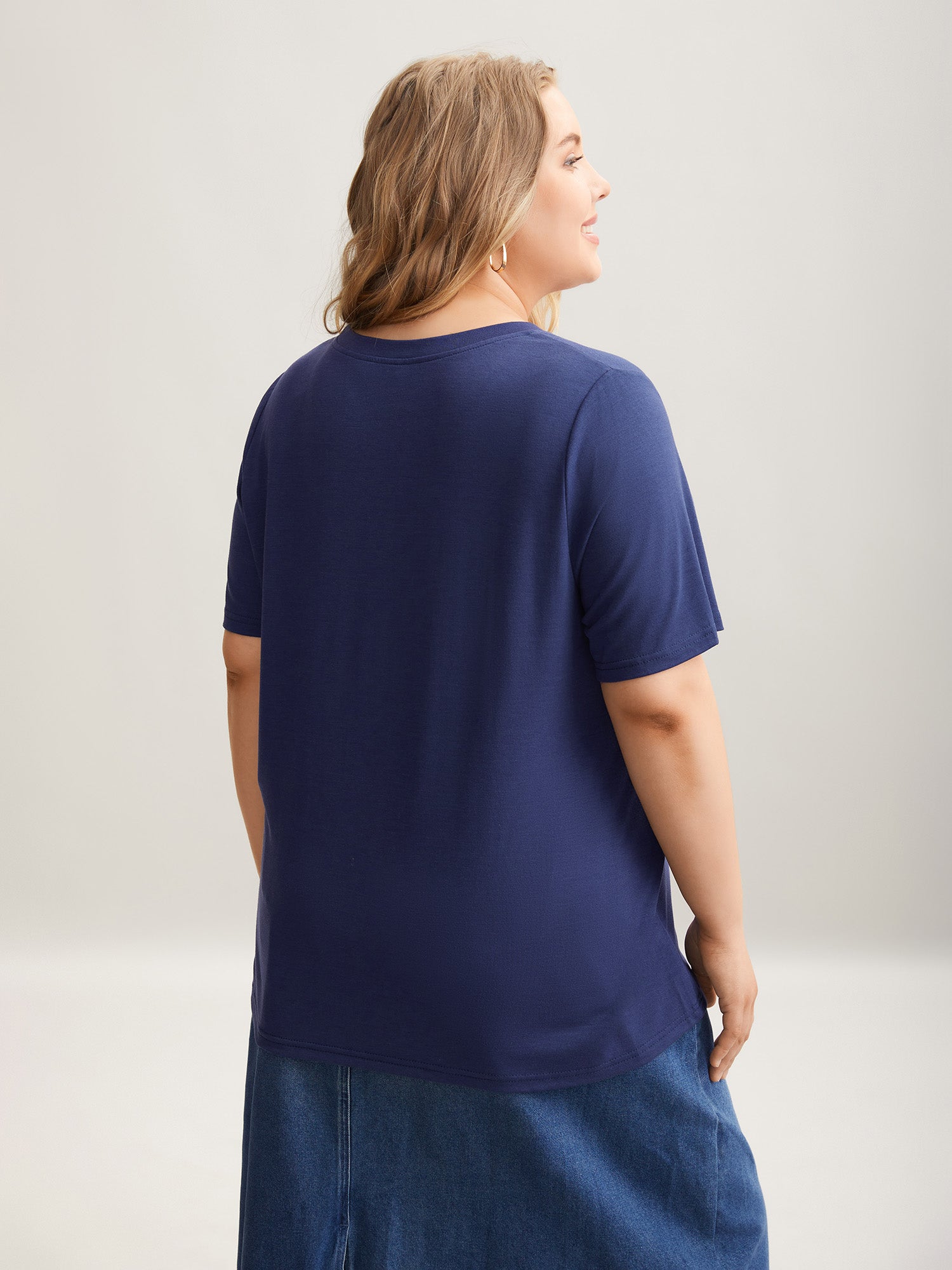 Plants Print Stretchy Crew Neck T-Shirt