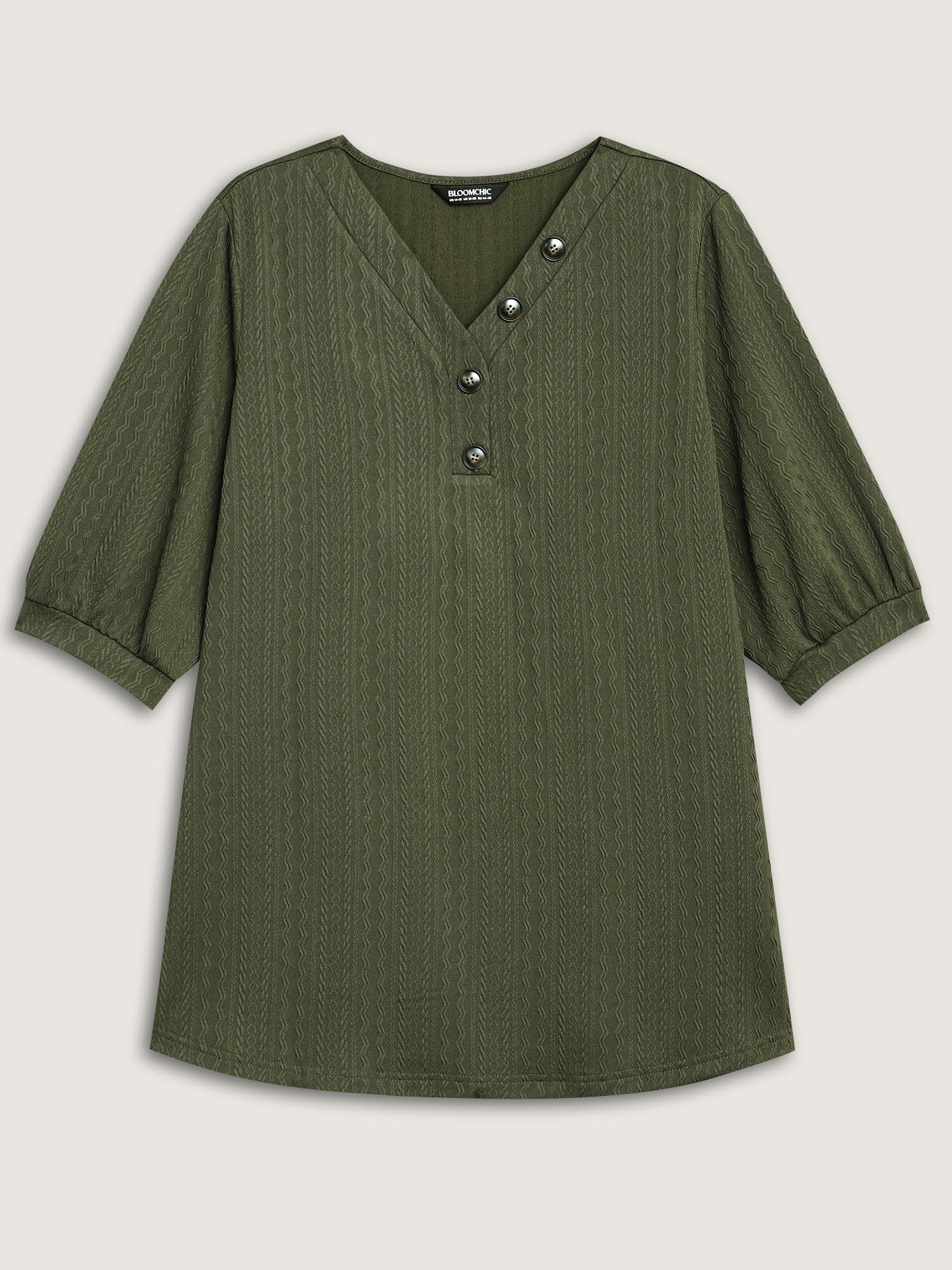 Plain Knit Texture Gathered Top