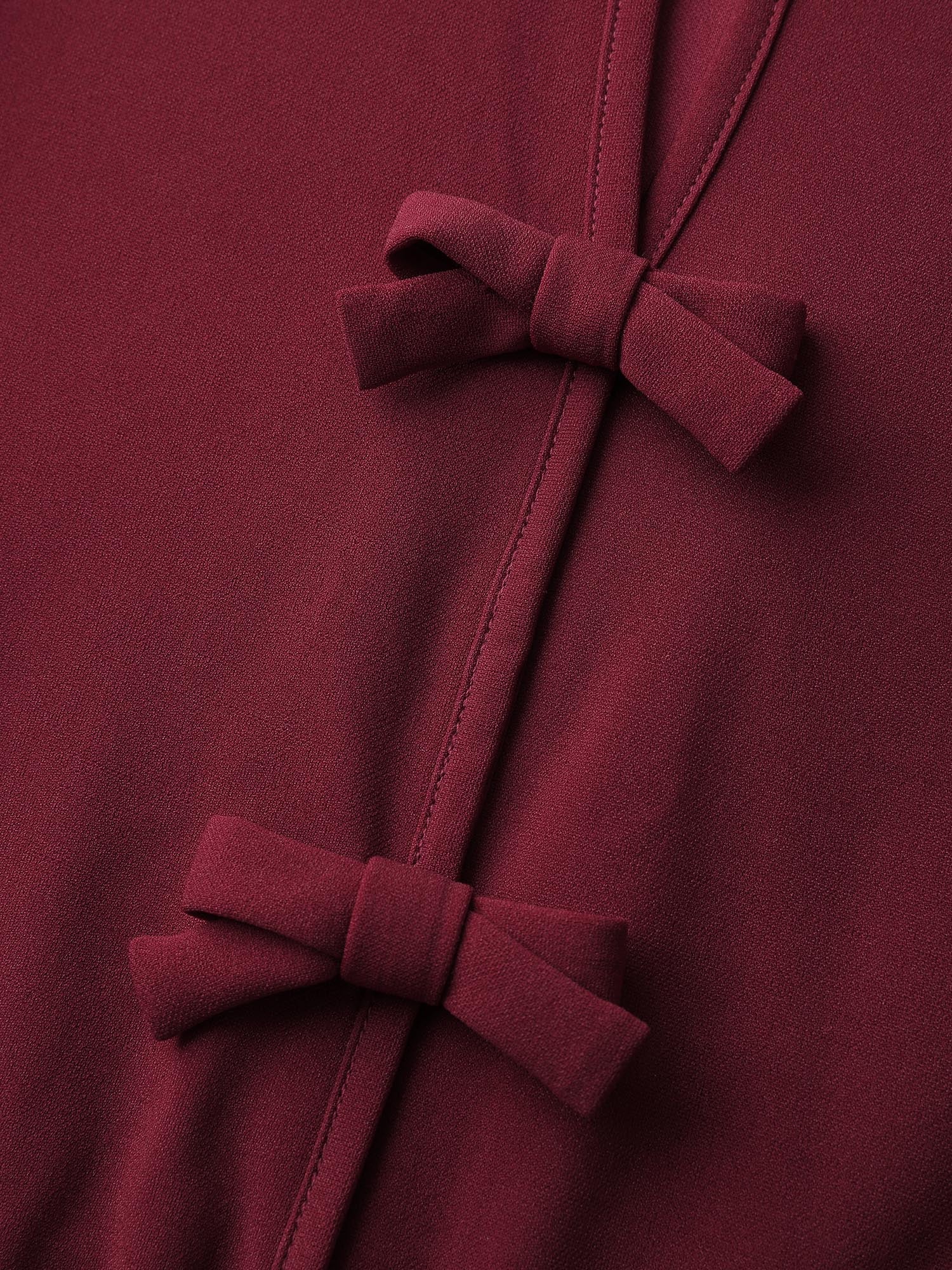 Bowknot Detail Pockets Knit Midi Dress