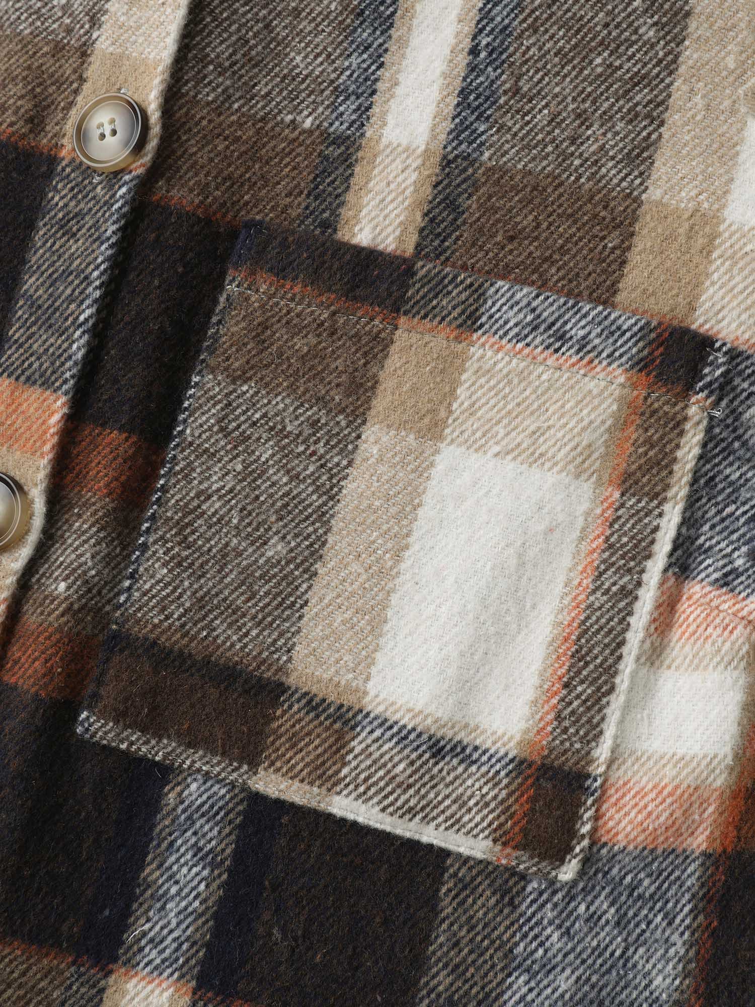 Plaid Print Textured Hooded Jacket