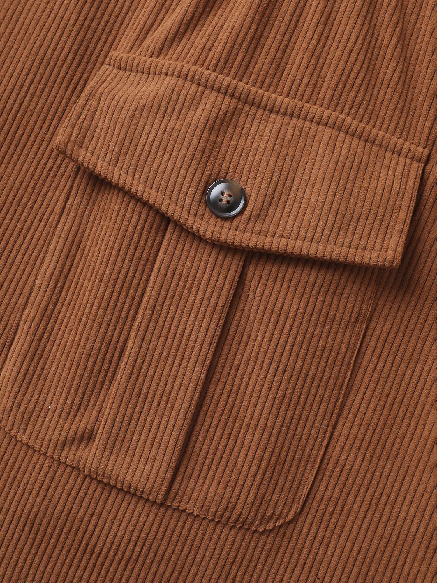 Corduroy Drawstring Adjustable Button Jacket