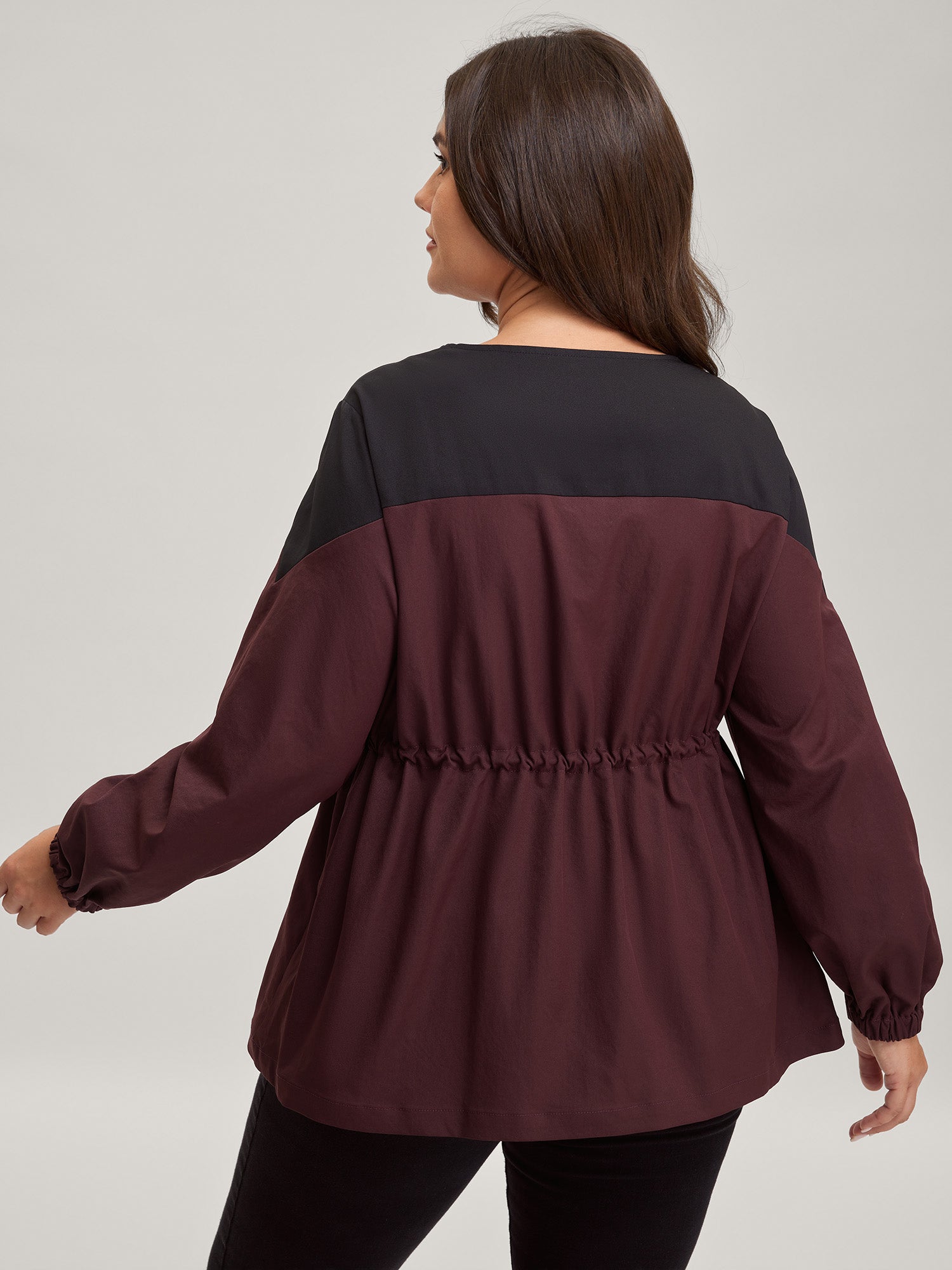 Color Contrast Zipper-Front Jacket