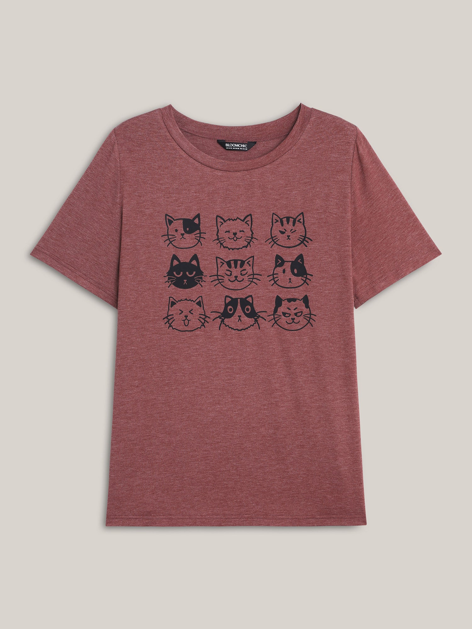 Playful Cats Print Crew Neck T-Shirt