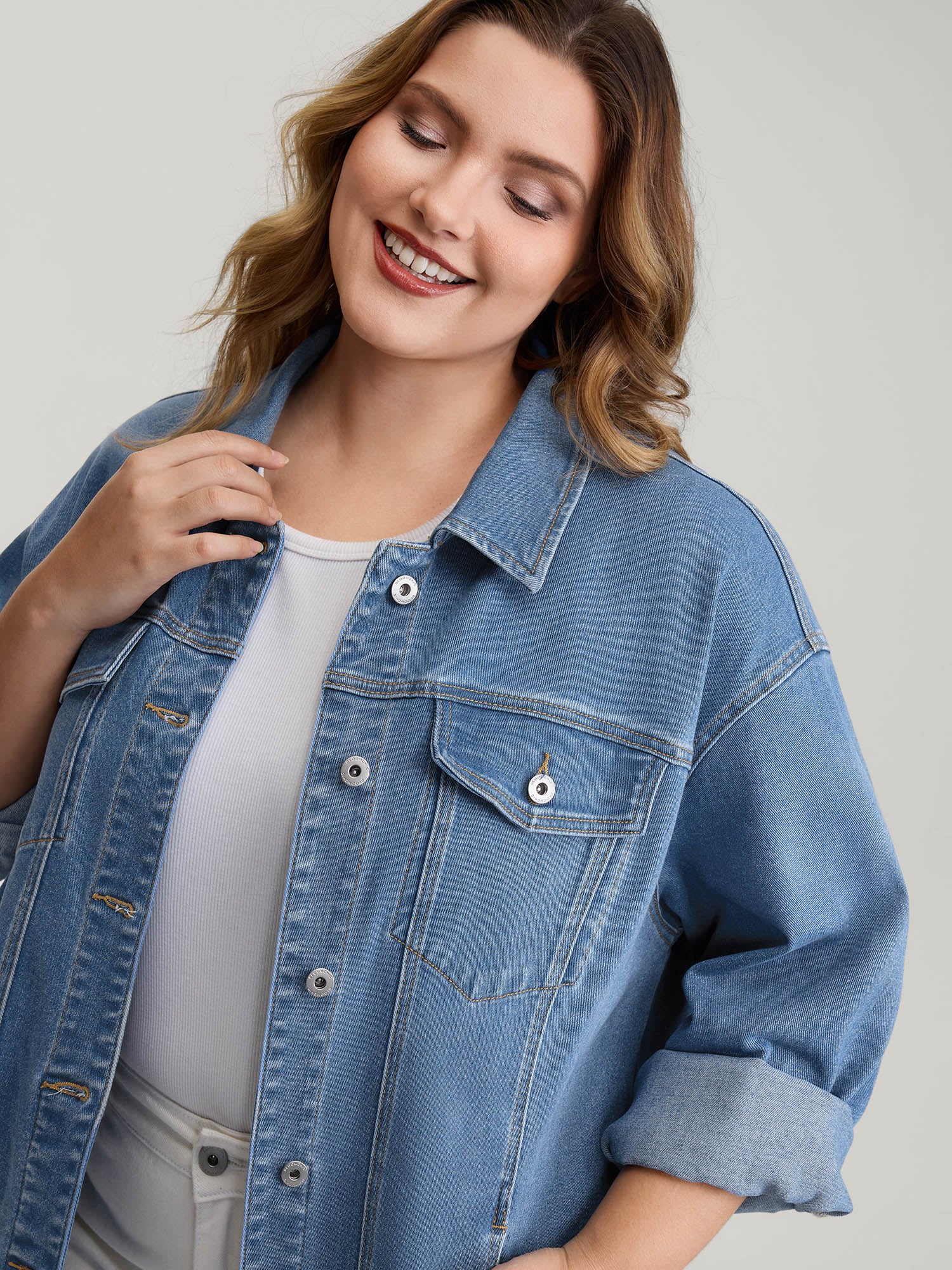 Supersoft Chest Flaps Button-Down Denim Jacket