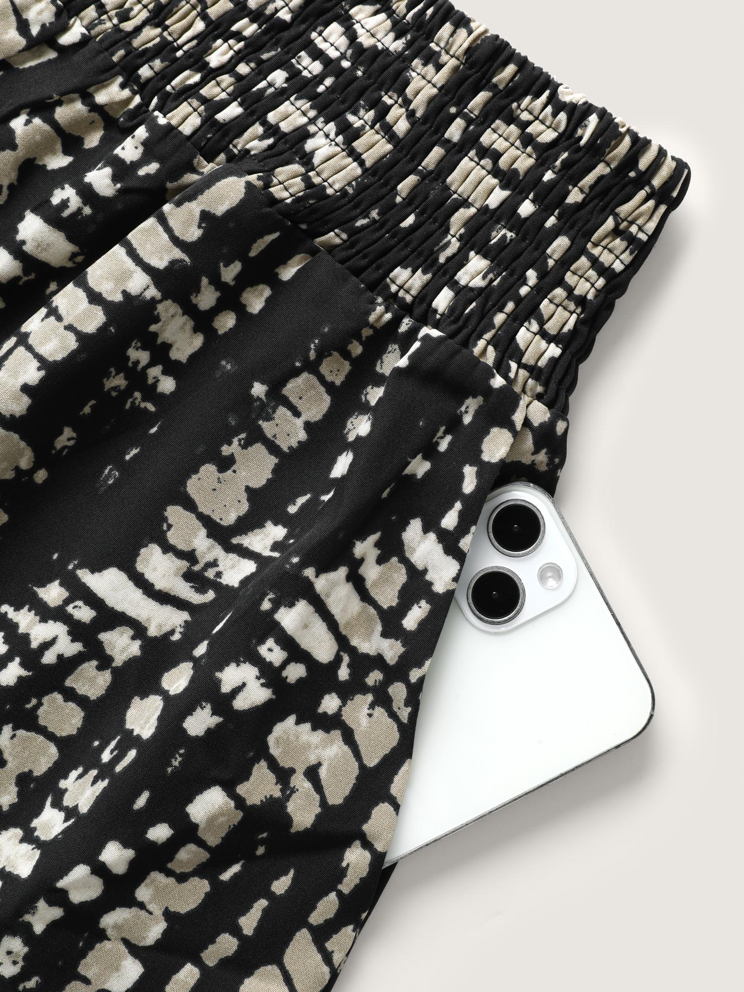 Geometric Shirred Ruffle Layered Hem Skirt