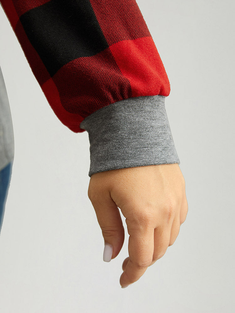 Plaid Christmas Trees Round Neck T-shirt