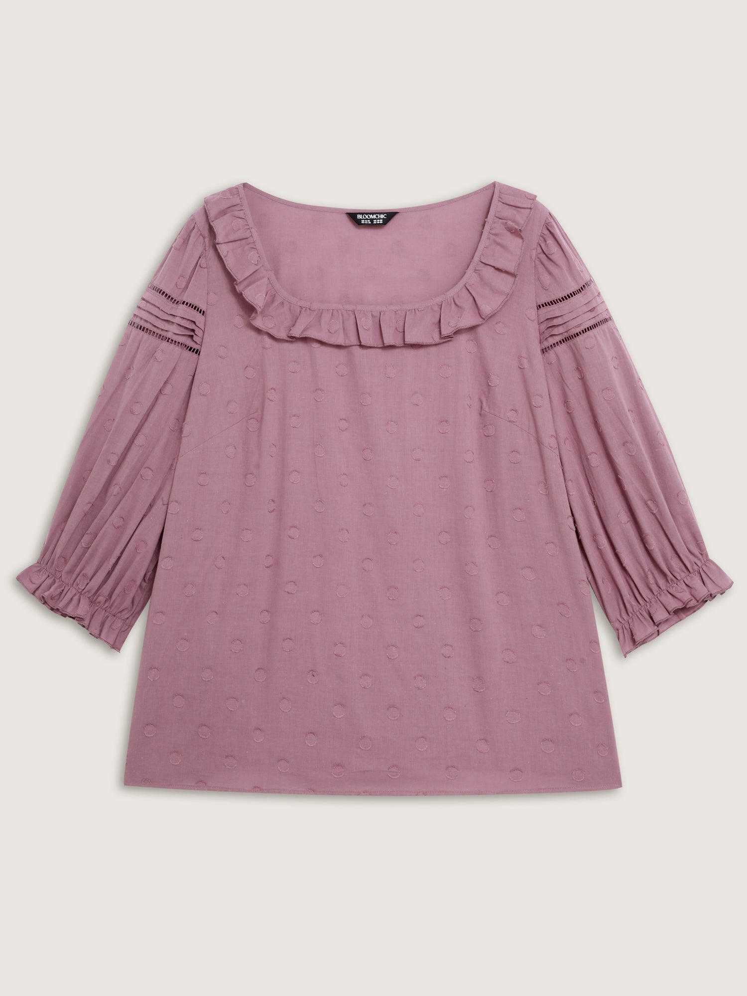 Cotton Textured Jacquard Puffy Sleeve Blouse