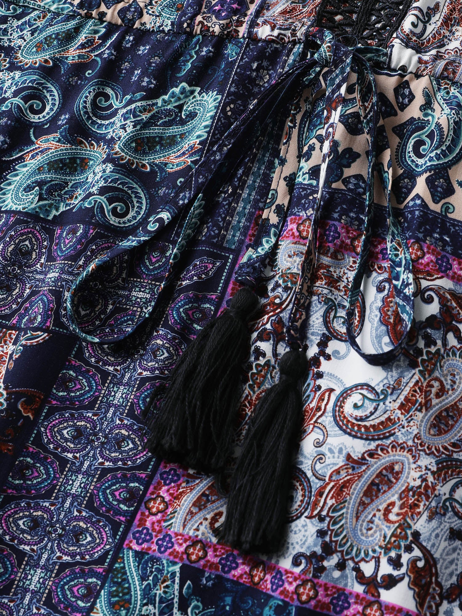 Rayon Floral Collage Shirred Maxi Dress