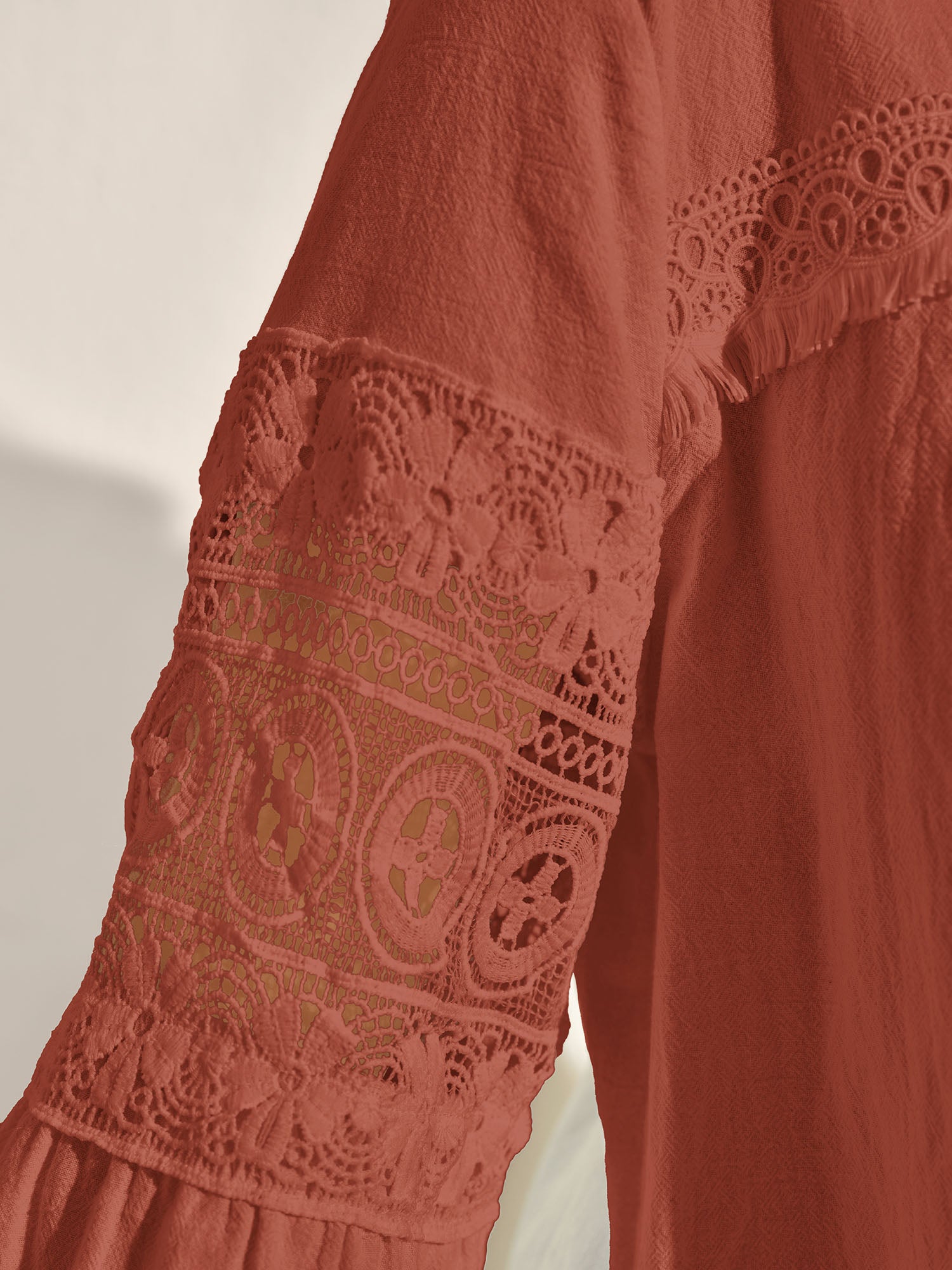 Pure Cotton Sheer Lace Trim Blouse